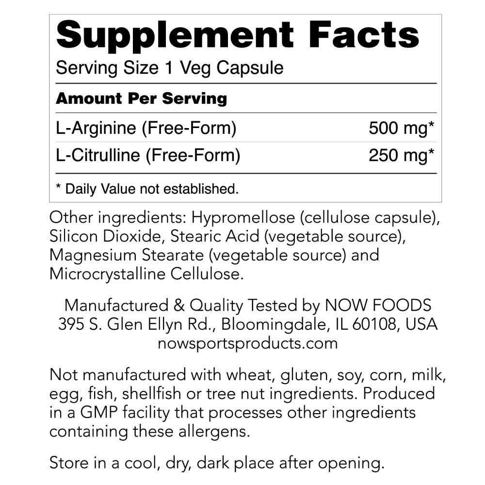Foto 3 pulgar | Supplement Now Foods, 120 Cápsulas Vegetarianas De Arginina Y Citrulina - Venta Internacional.