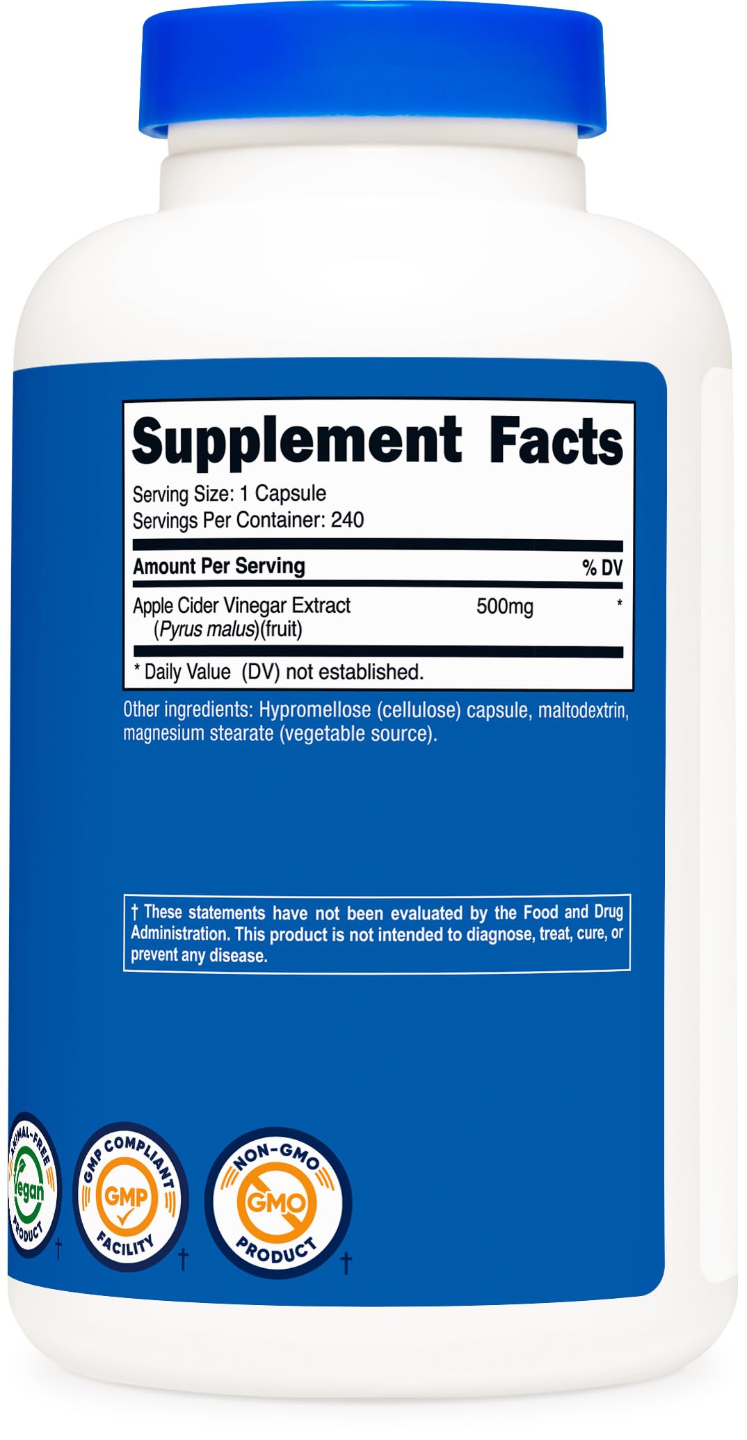 Foto 6 pulgar | Suplemento Nutricost De Vinagre De Sidra De Manzana 500 Mg 240 Cápsulas - Venta Internacional.