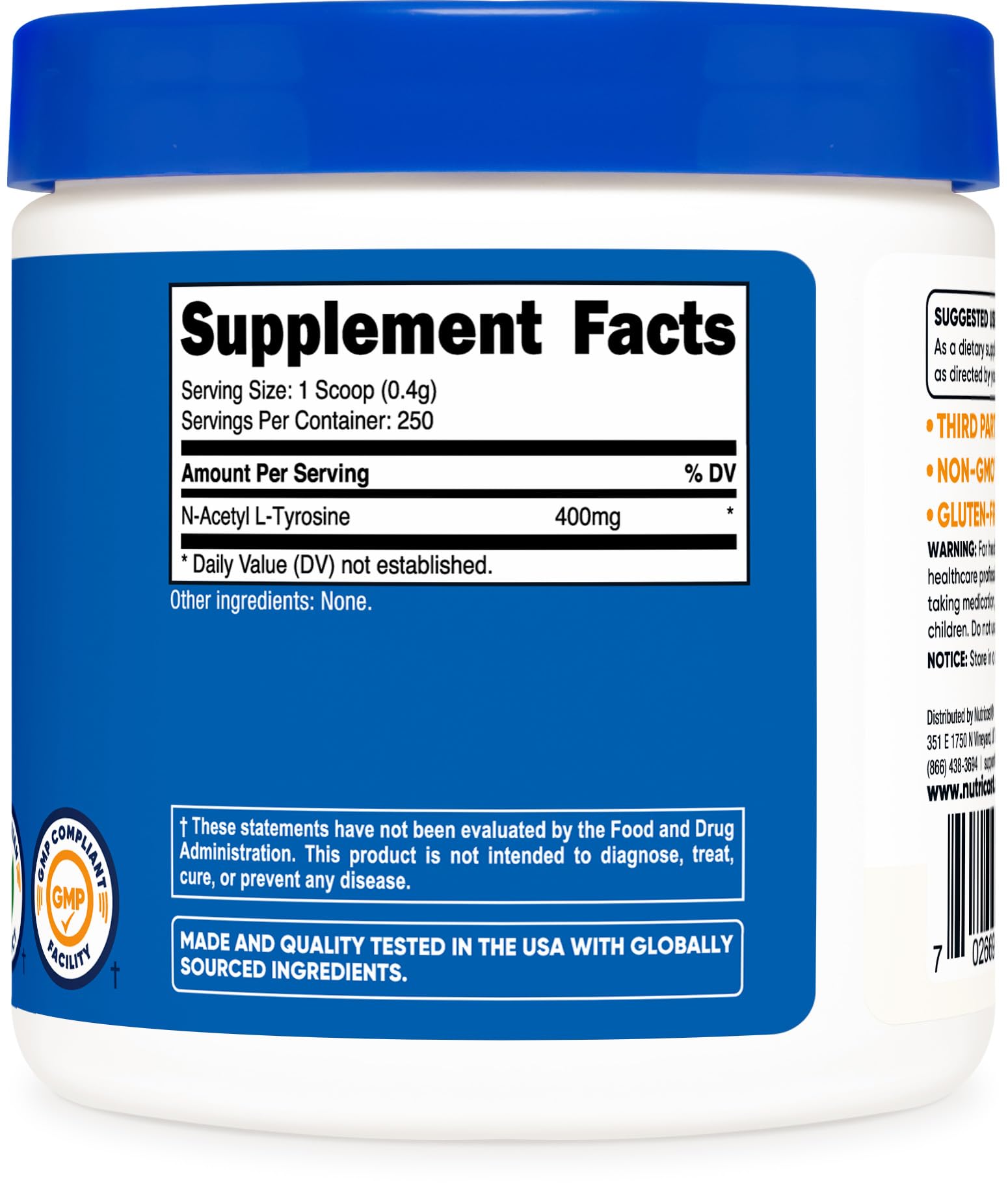 Foto 6 pulgar | Suplemento Nutricost Pure N-acetil L-tirosina (nalt) 100 G - Venta Internacional.