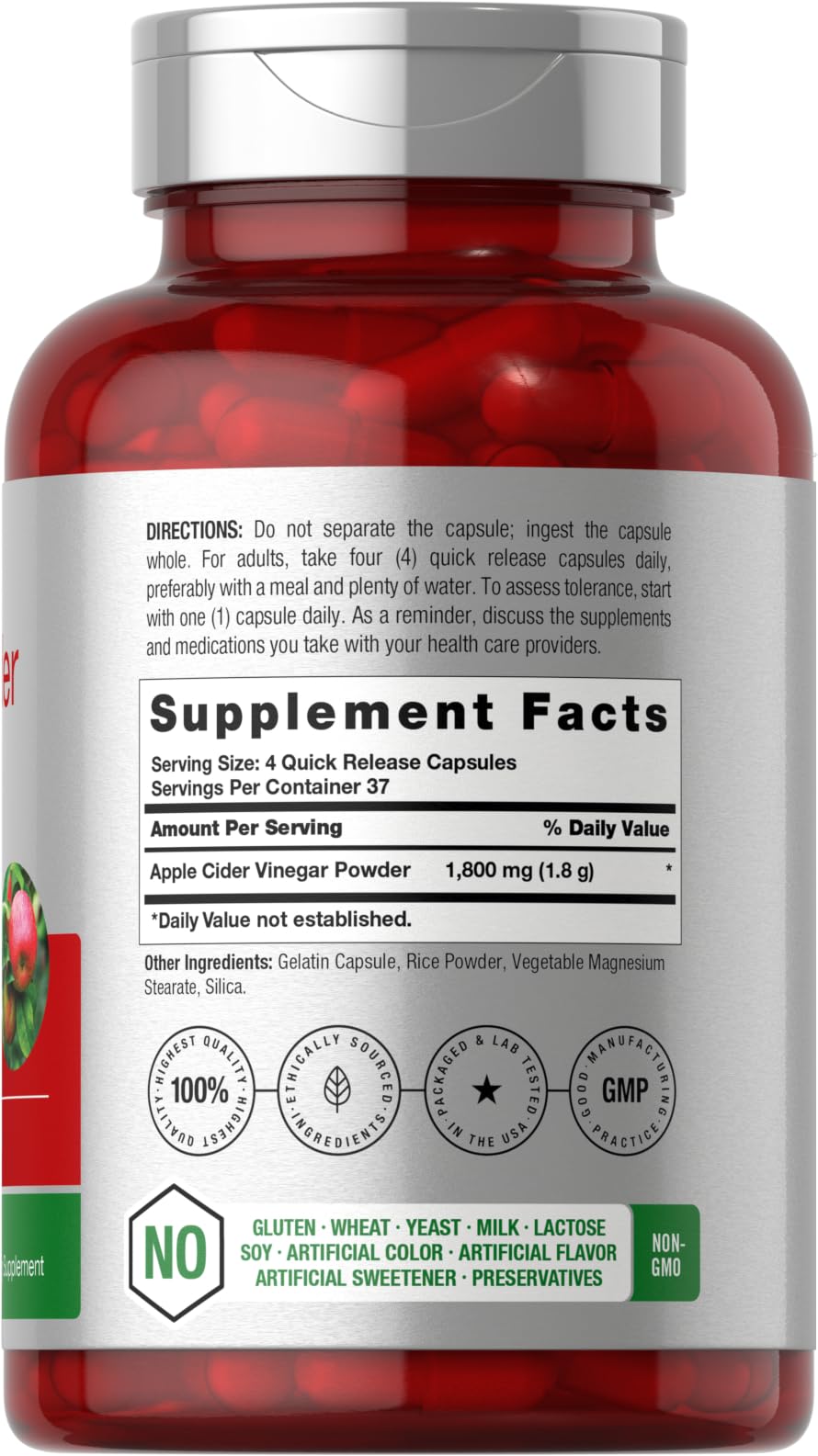 Foto 3 pulgar | Suplemento Horbäach De Vinagre De Sidra De Manzana En Cápsulas De 1800 Mg - Venta Internacional.