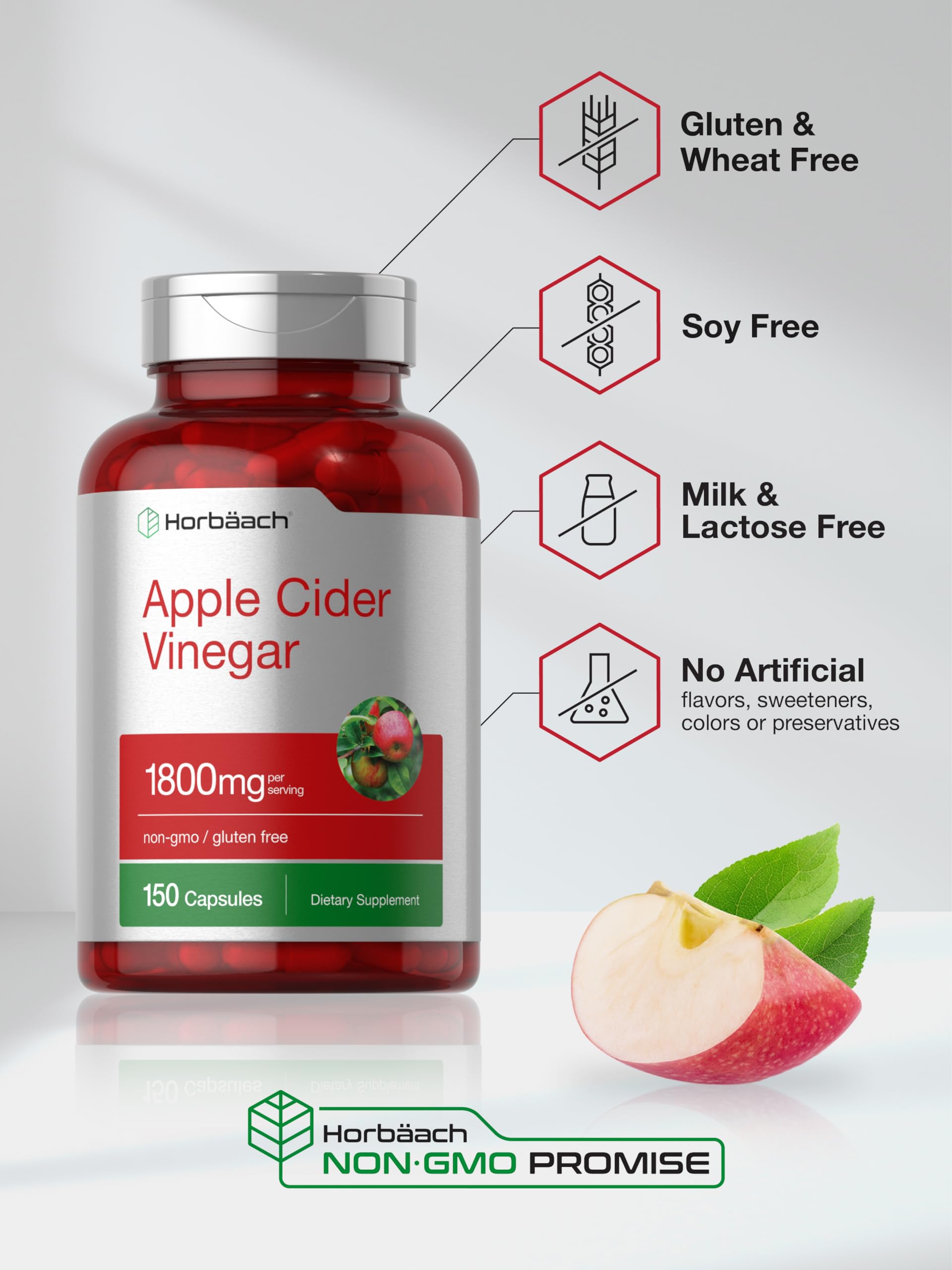 Foto 6 pulgar | Suplemento Horbäach De Vinagre De Sidra De Manzana En Cápsulas De 1800 Mg - Venta Internacional.