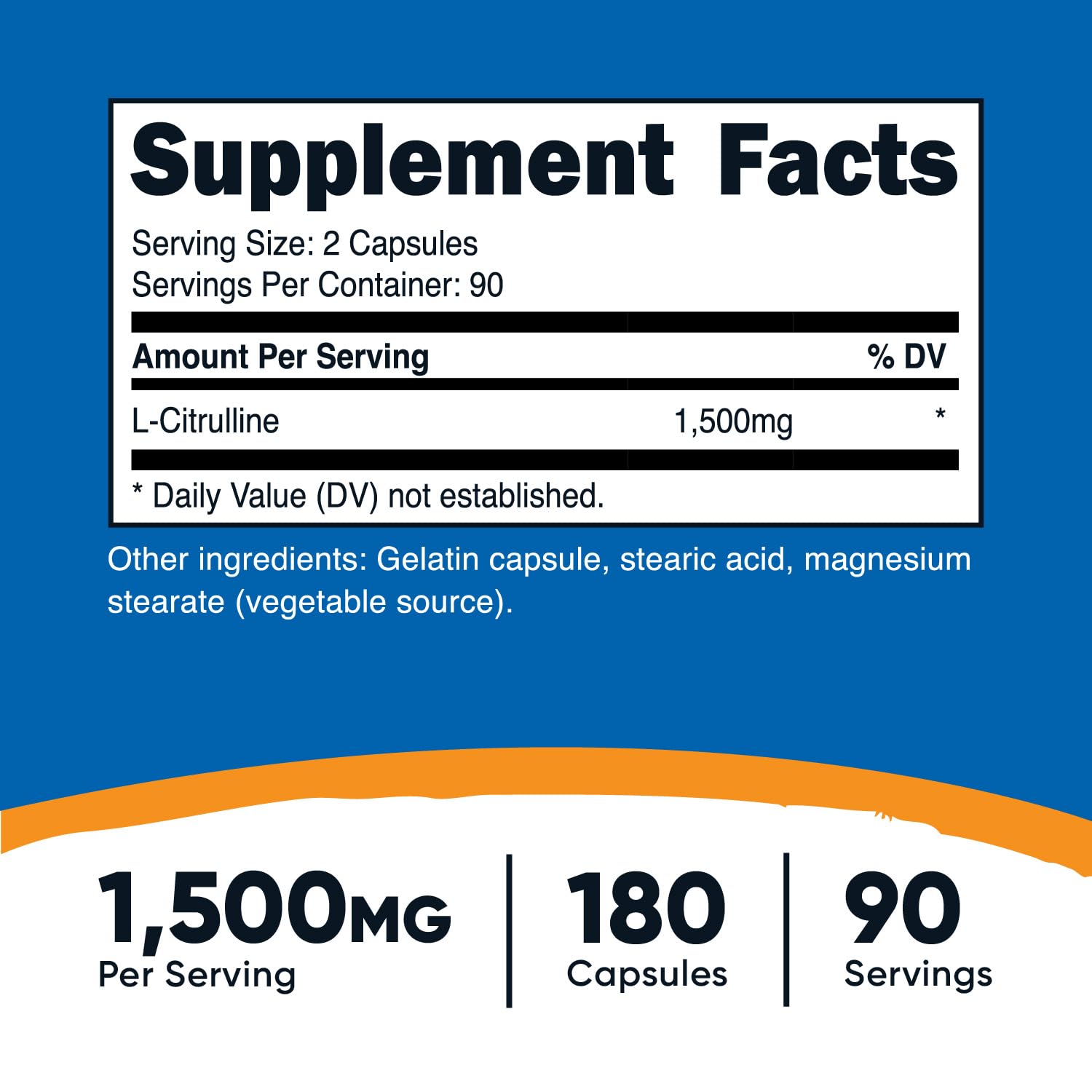 Foto 3 pulgar | Suplemento Nutricost L-citrulina 1500 Mg 180 Cápsulas - Venta Internacional.