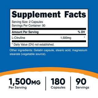 Foto 2 | Suplemento Nutricost L-citrulina 1500 Mg 180 Cápsulas - Venta Internacional.