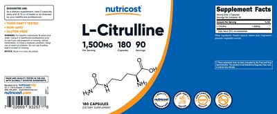 Foto 6 | Suplemento Nutricost L-citrulina 1500 Mg 180 Cápsulas - Venta Internacional.
