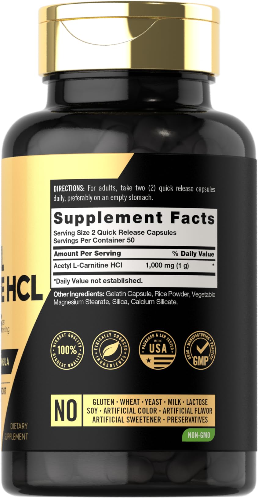 Foto 3 pulgar | Suplemento Carlyle Acetil L-carnitina Hcl En Cápsulas De 1000 Mg, 100 Unidades - Venta Internacional.
