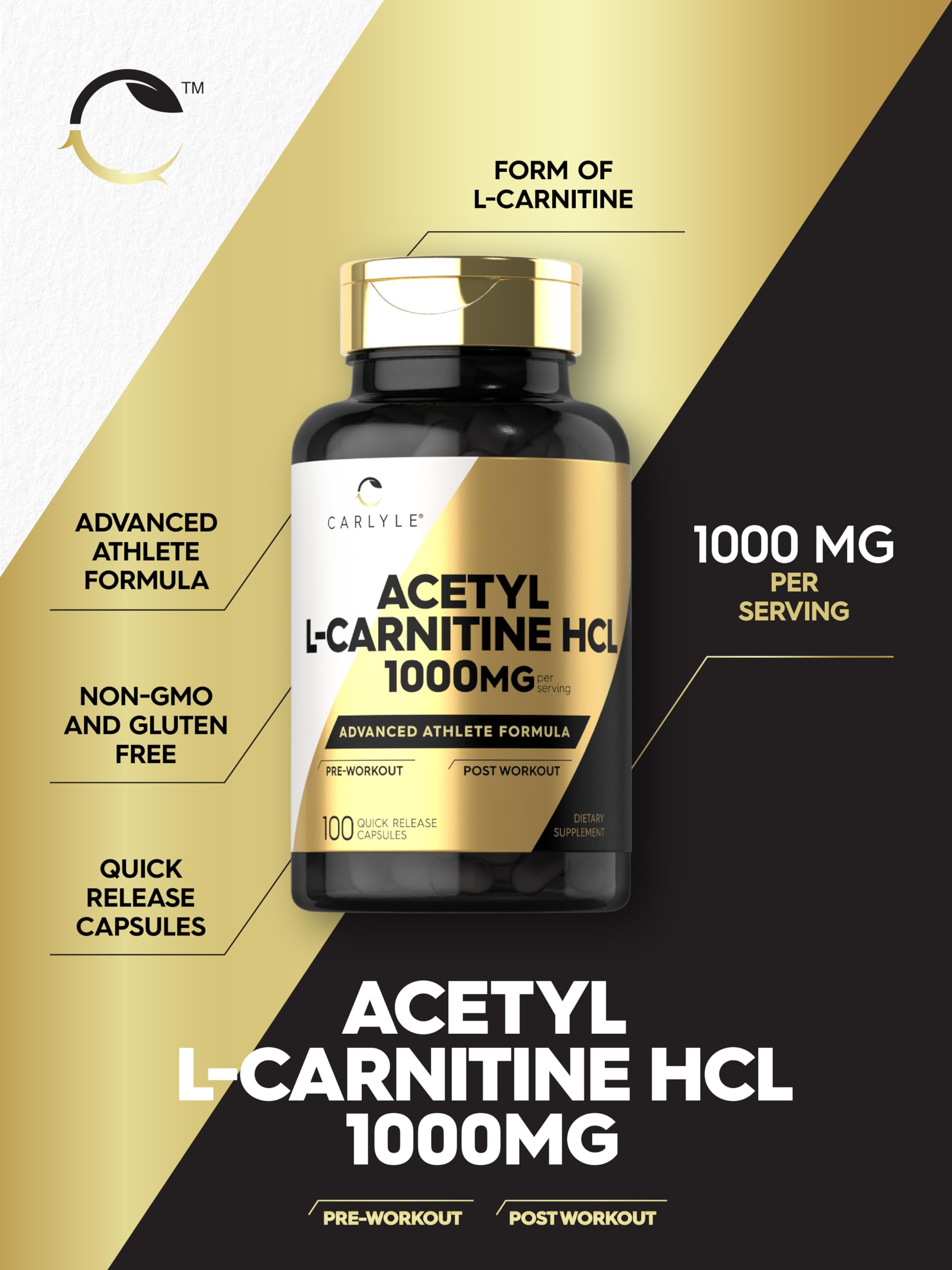 Foto 5 pulgar | Suplemento Carlyle Acetil L-carnitina Hcl En Cápsulas De 1000 Mg, 100 Unidades - Venta Internacional.