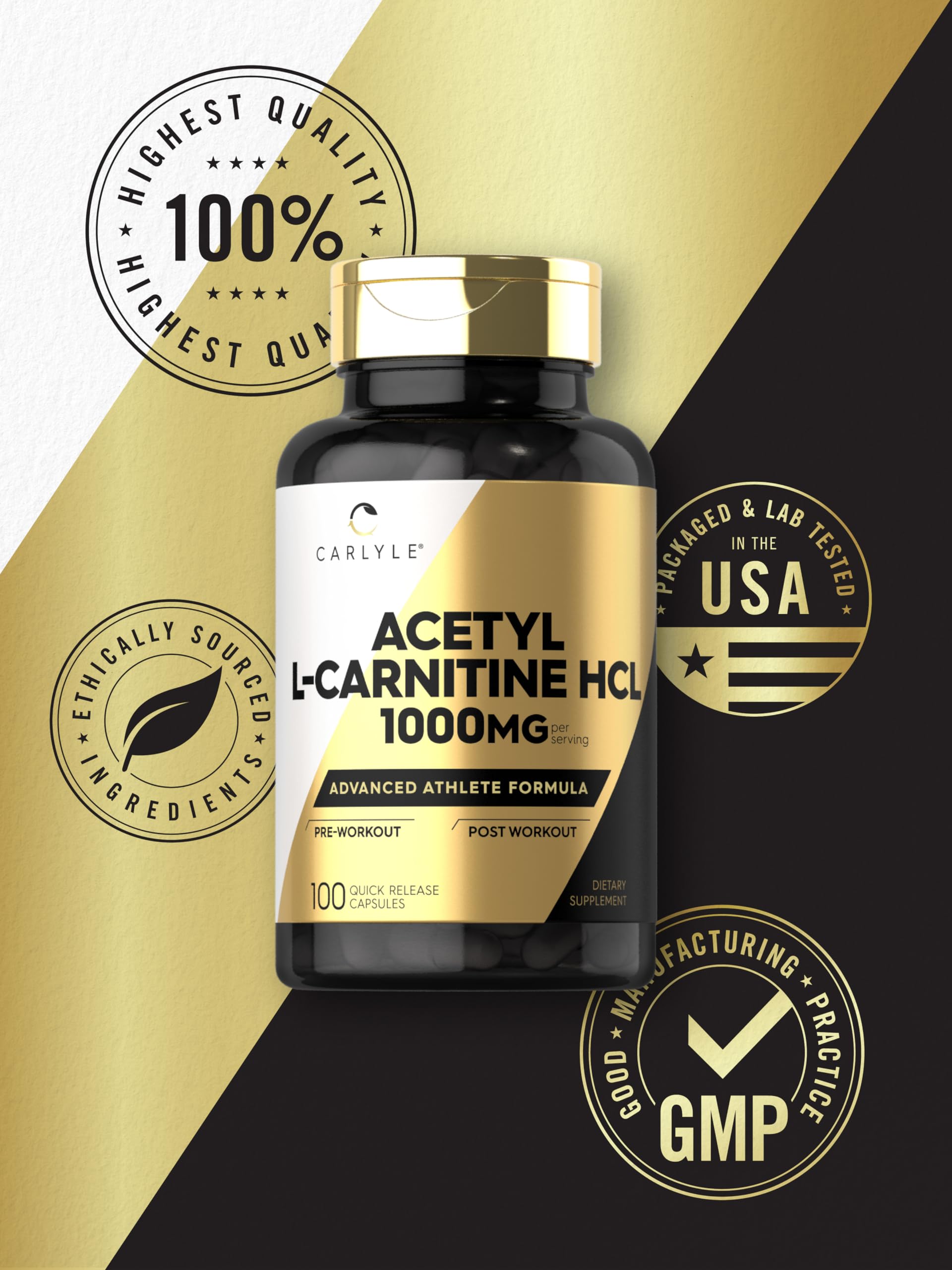 Foto 7 pulgar | Suplemento Carlyle Acetil L-carnitina Hcl En Cápsulas De 1000 Mg, 100 Unidades - Venta Internacional.
