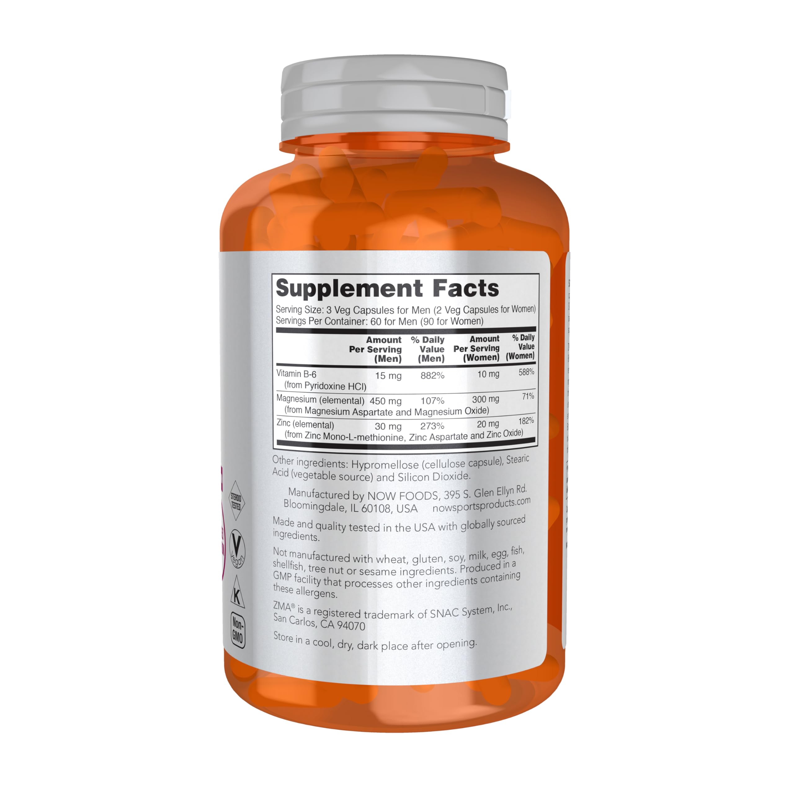 Foto 4 pulgar | Suplemento Now Foods Sports Nutrition Zma 180 Cápsulas - Venta Internacional.