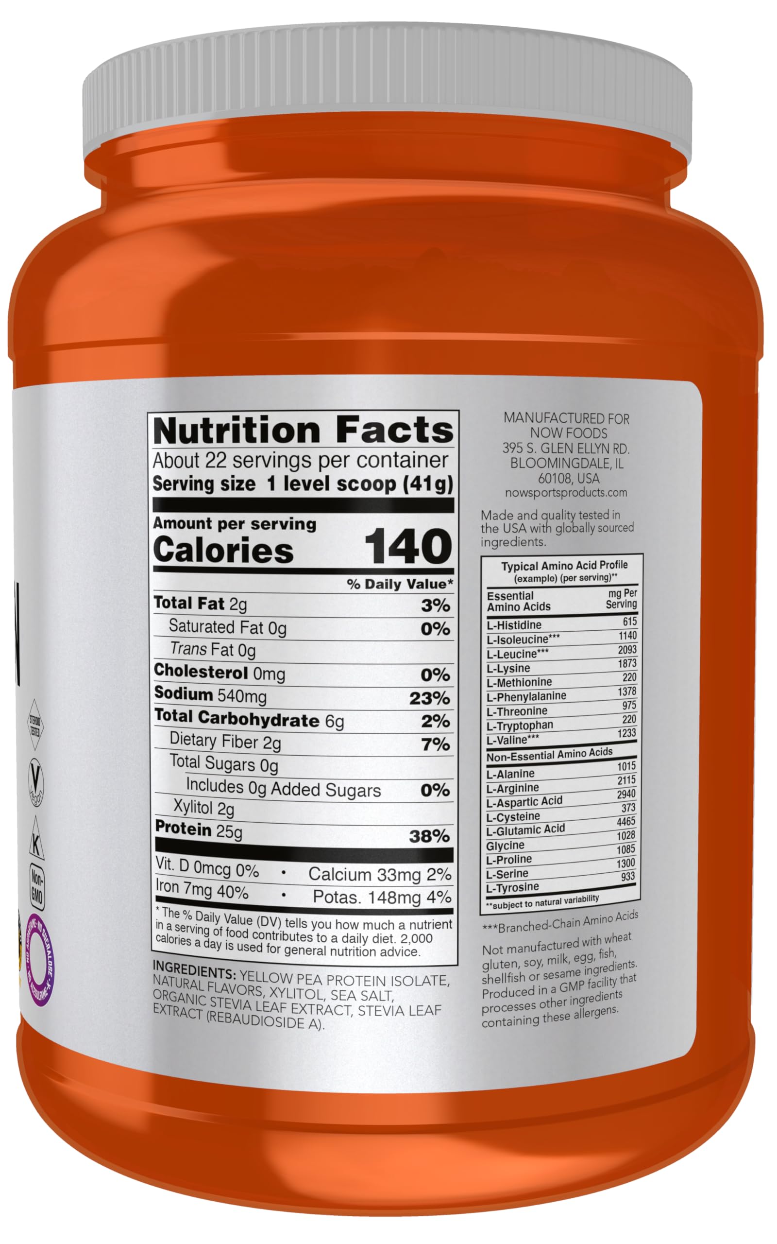 Foto 3 pulgar | Proteína En Polvo Now Foods Sports Nutrition Guisante, 25 G, Vainilla - Venta Internacional.