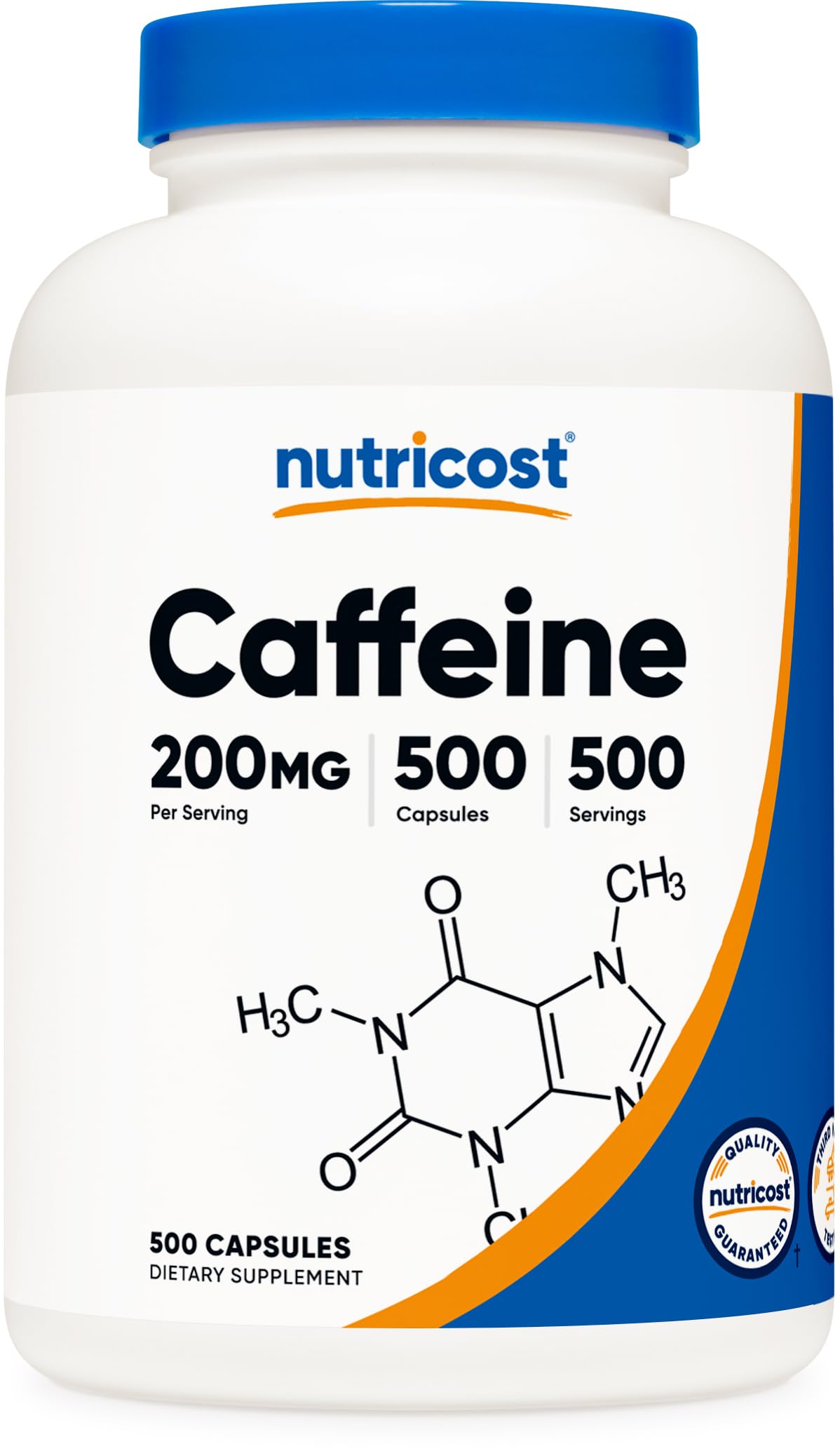 Foto 2 pulgar | Píldoras De Cafeína Nutricost 200 Mg/porción 500 Cápsulas - Venta Internacional.