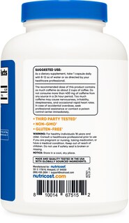 Foto 4 | Píldoras De Cafeína Nutricost 200 Mg/porción 500 Cápsulas - Venta Internacional.