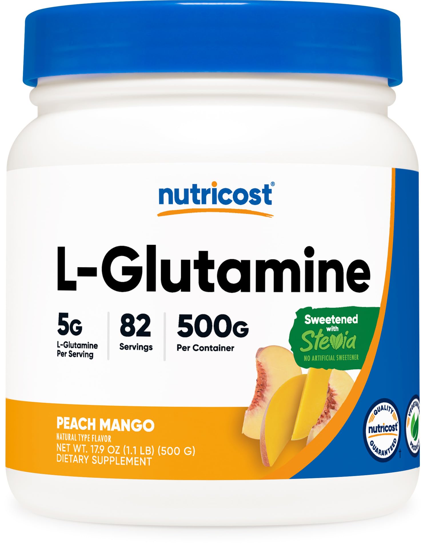 Foto 2 pulgar | Suplemento De L-glutamina Nutricost, 500 G, Sabor A Melocotón Y Mango - Venta Internacional.