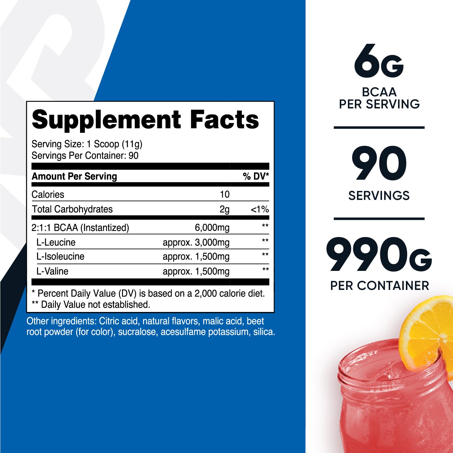 Foto 2 | Limonada De Frambuesa Nutricost En Polvo Con Bcaa, 90 Porciones - Venta Internacional.