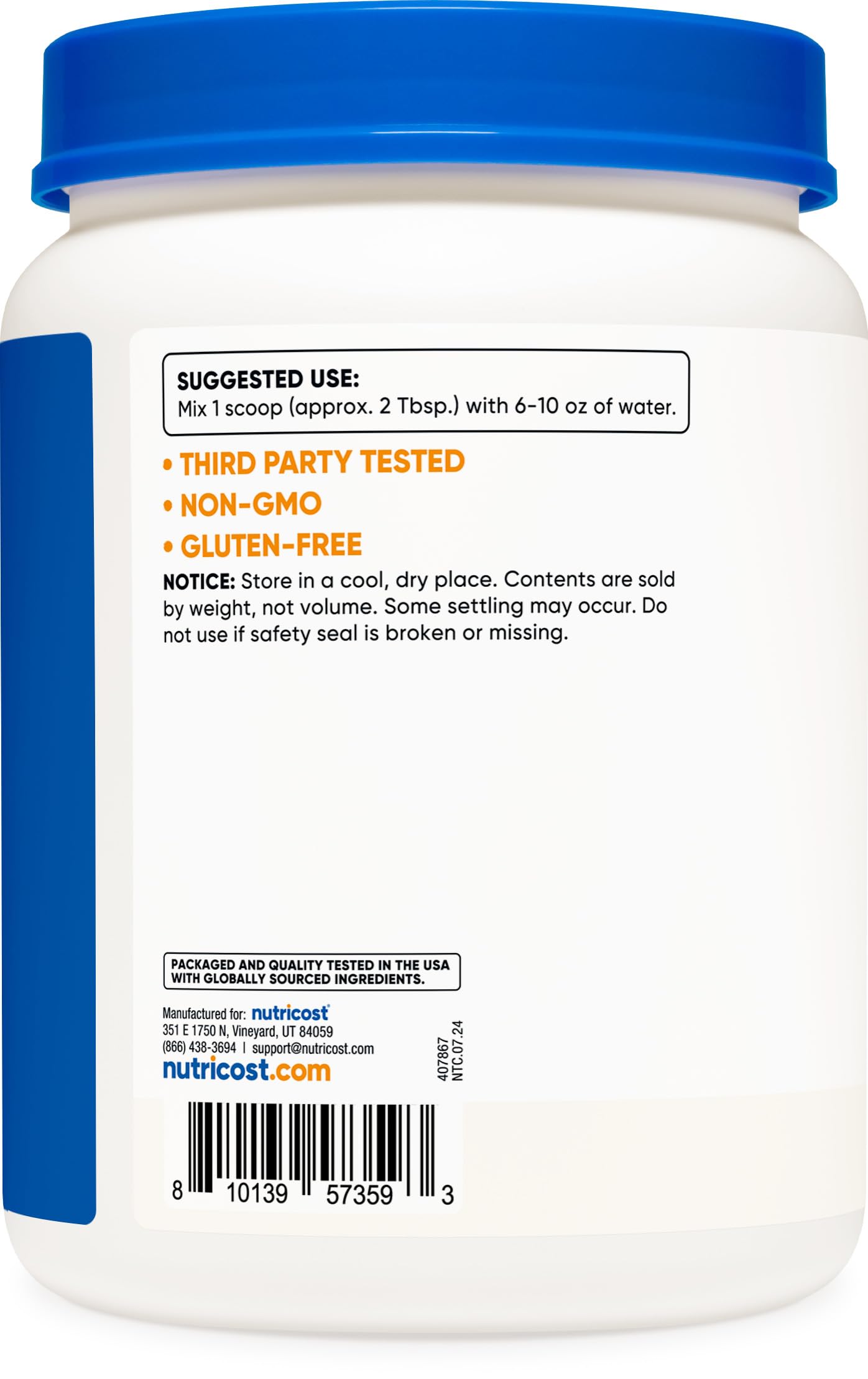 Foto 4 | Dextrosa En Polvo Nutricost 1 Kg, Sin Ogm, Sin Gluten - Venta Internacional.