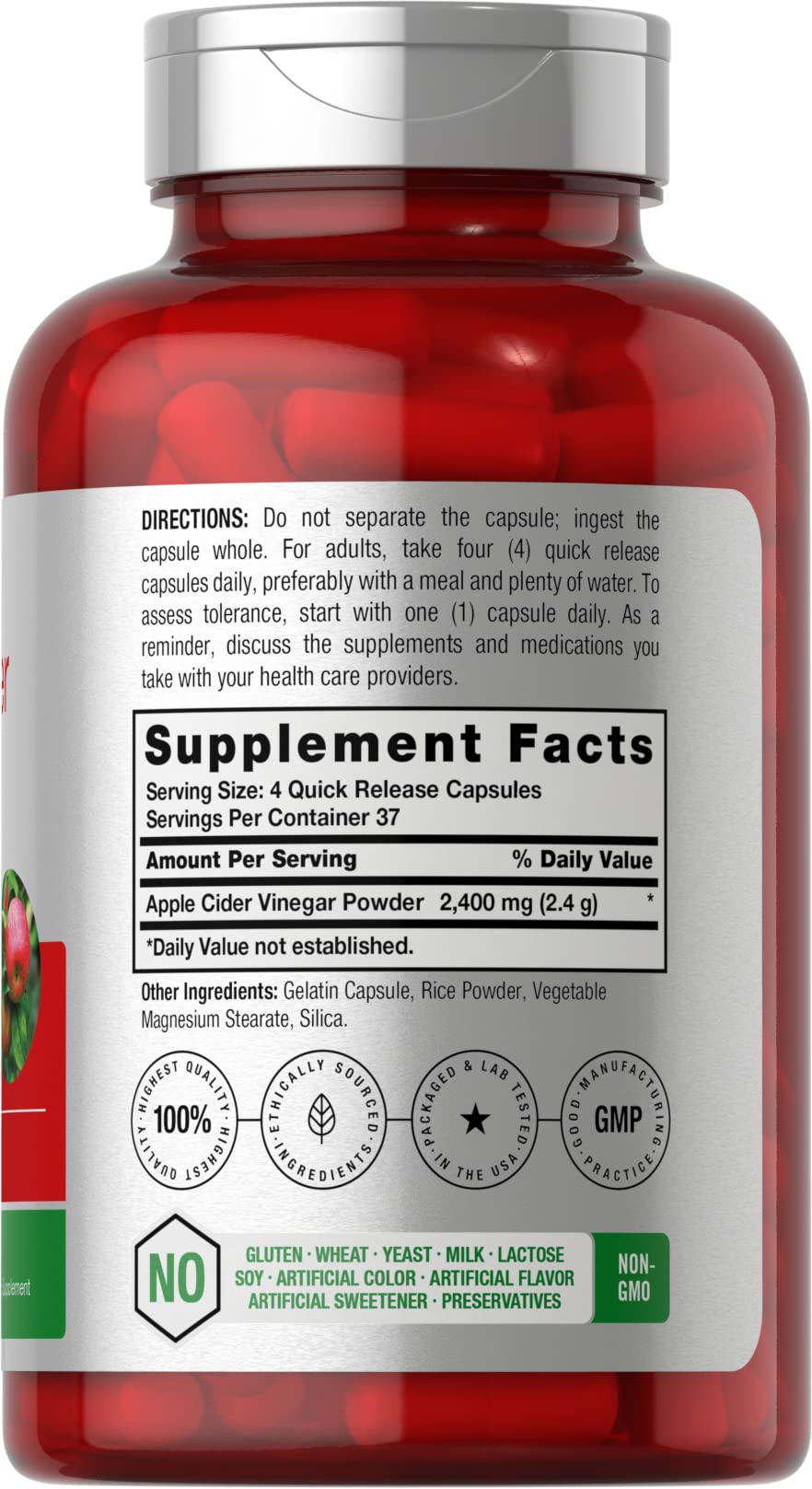 Foto 3 pulgar | Suplemento Horbäach, Cápsulas De Vinagre De Sidra De Manzana, 2400 Mg, 150 Unidades - Venta Internacional.