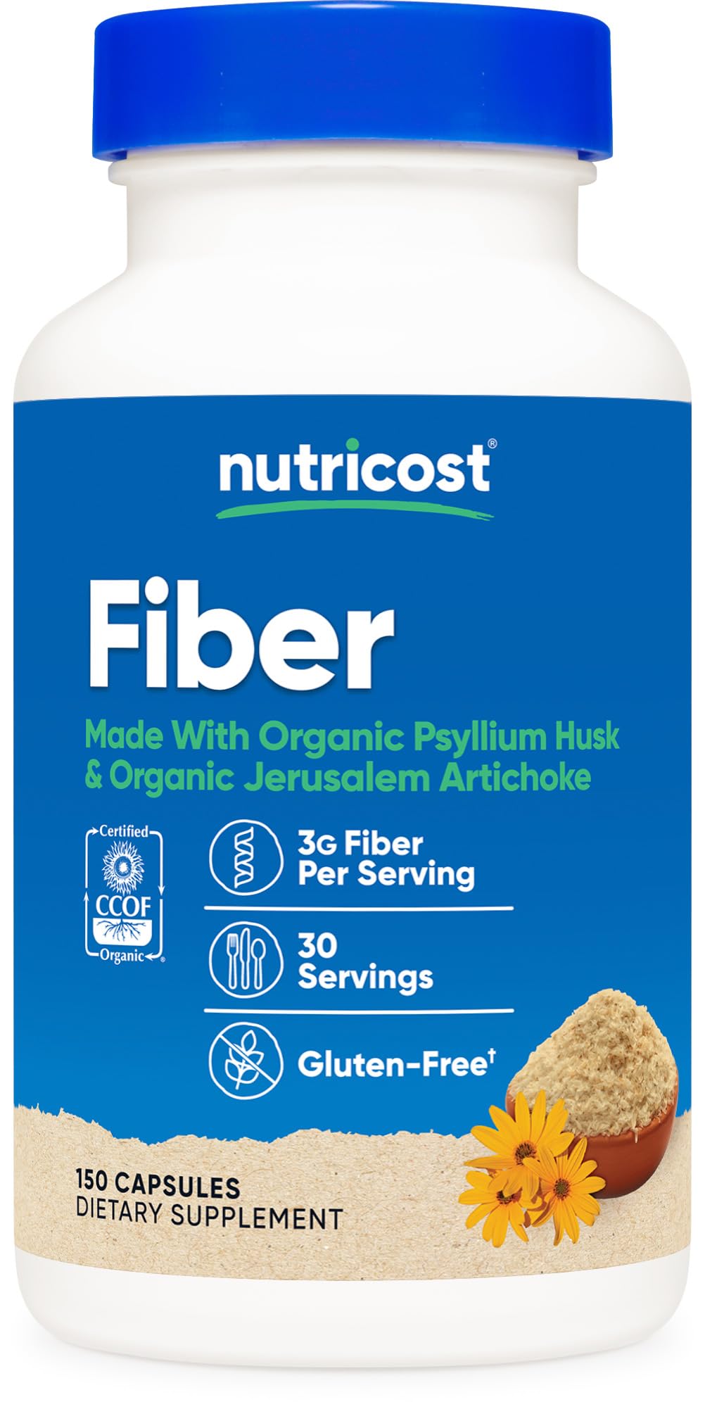 Foto 2 pulgar | Suplemento De Fibra Nutricost Fiber Capsules 150 Cápsulas - Venta Internacional.