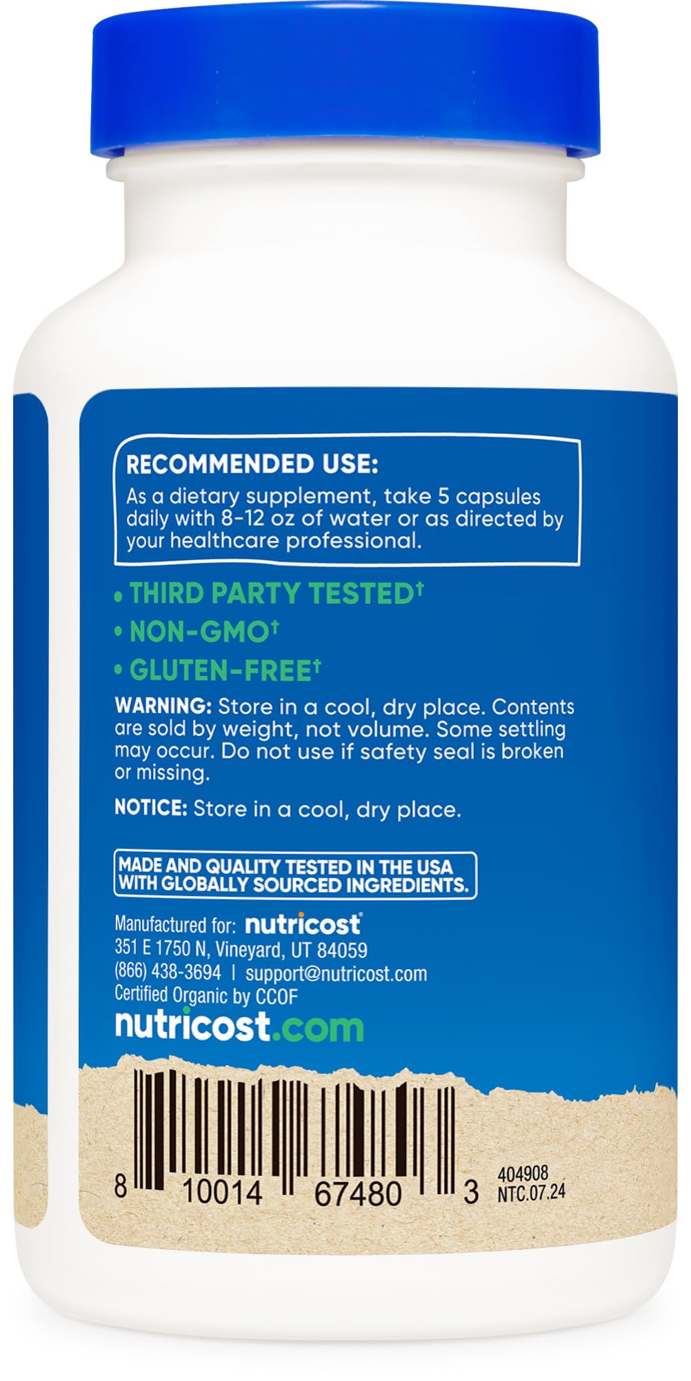 Foto 5 pulgar | Suplemento De Fibra Nutricost Fiber Capsules 150 Cápsulas - Venta Internacional.
