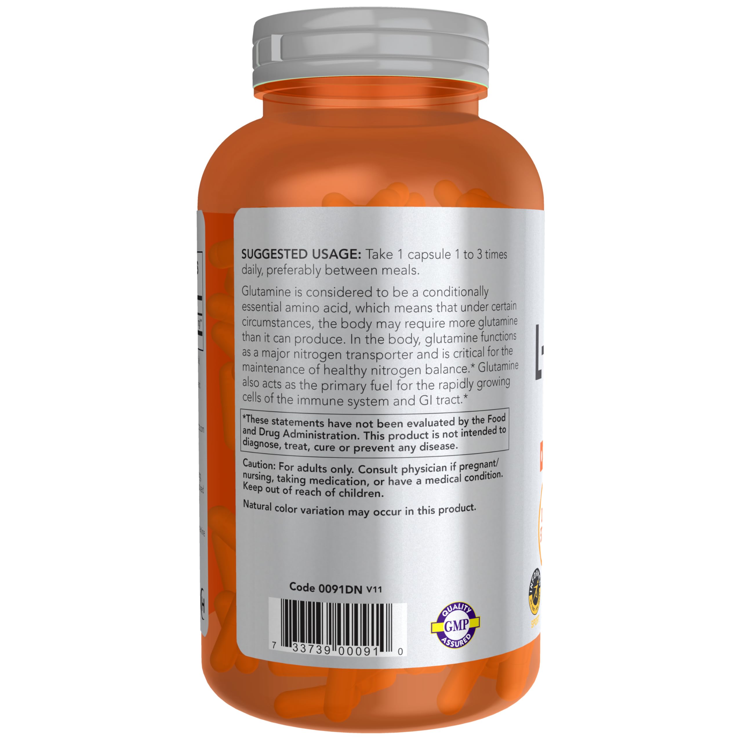 Foto 4 pulgar | Supplement Now L-glutamina De Doble Concentración, 1000 Mg, 240 Cápsulas - Venta Internacional.