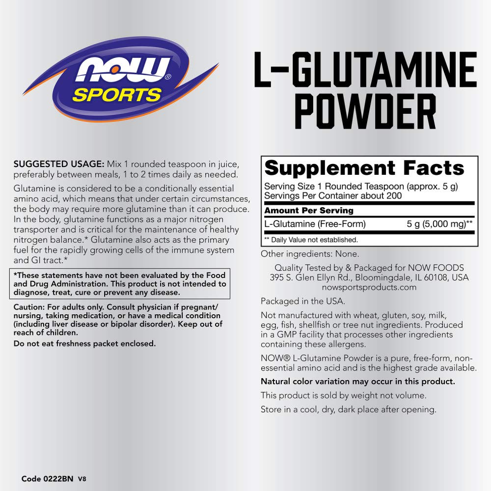 Foto 3 pulgar | Polvo Puro De L-glutamina Now Foods De Sports Nutrition, 1 Kg - Venta Internacional.