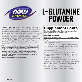 Foto 2 | Polvo Puro De L-glutamina Now Foods De Sports Nutrition, 1 Kg - Venta Internacional.