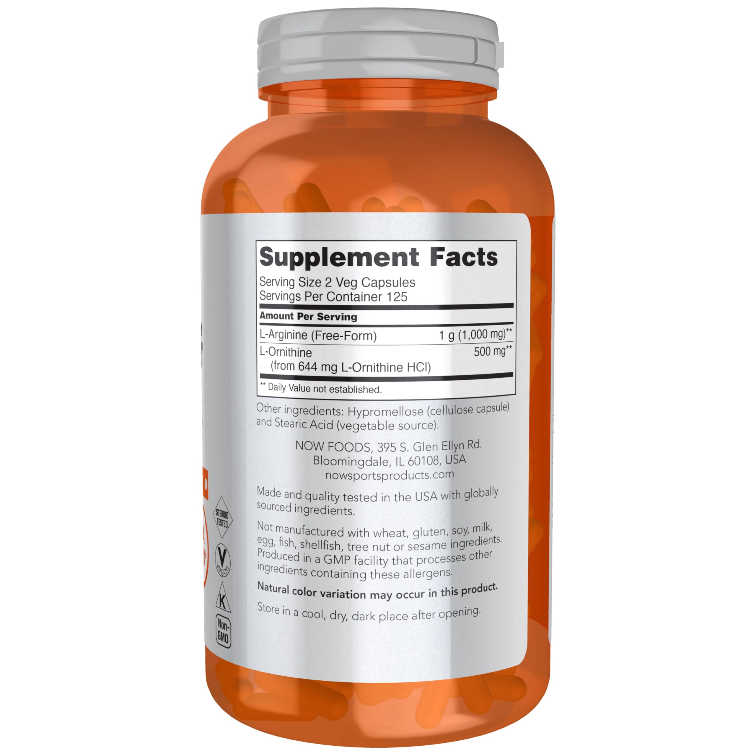 Foto 3 pulgar | Supplement Now Foods Sports Nutrition Arginina Y Ornitina - Venta Internacional.