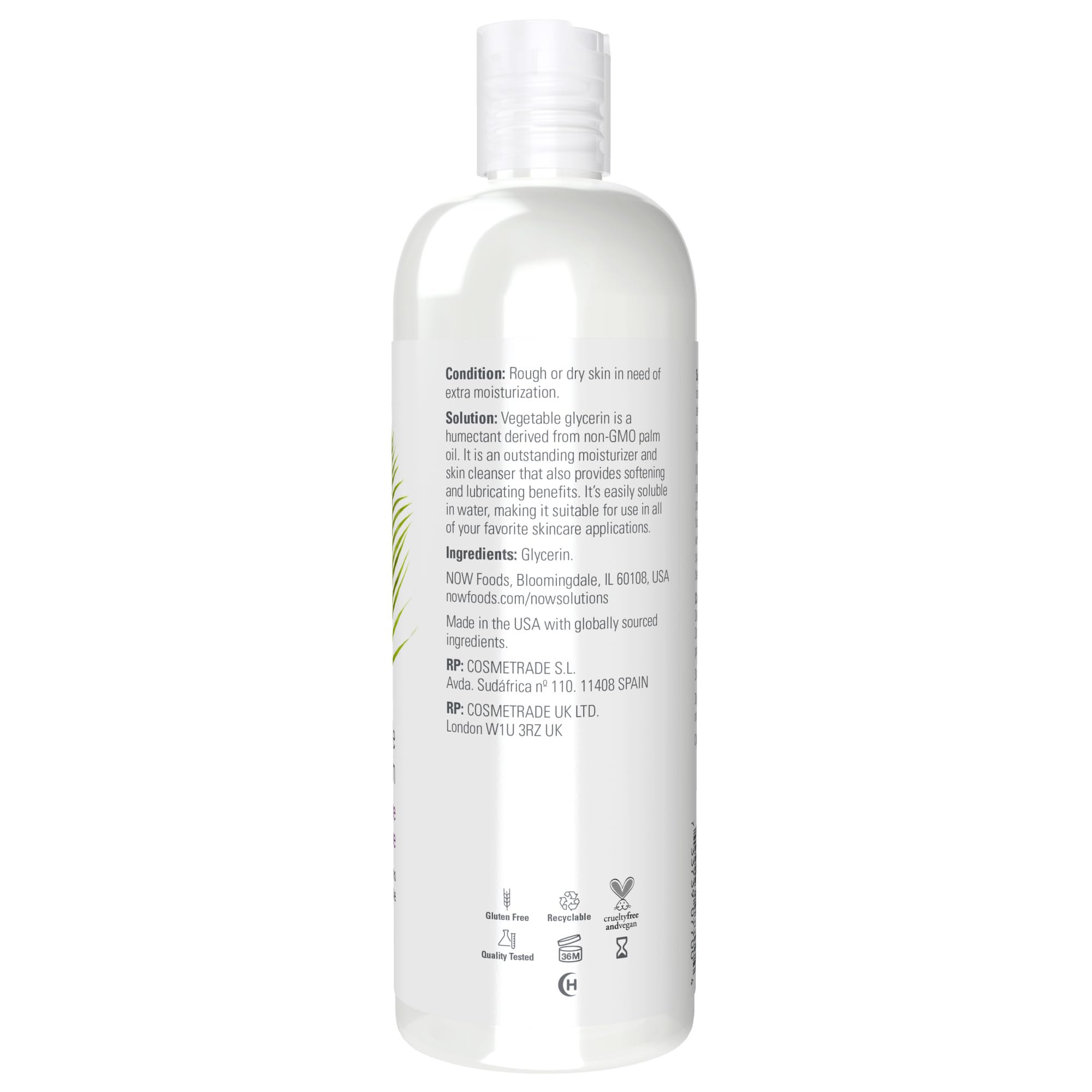 Foto 3 pulgar | Glicerina Vegetal Now Solutions 100% Pura Para El Cuidado De La Piel, 473 Ml - Venta Internacional.