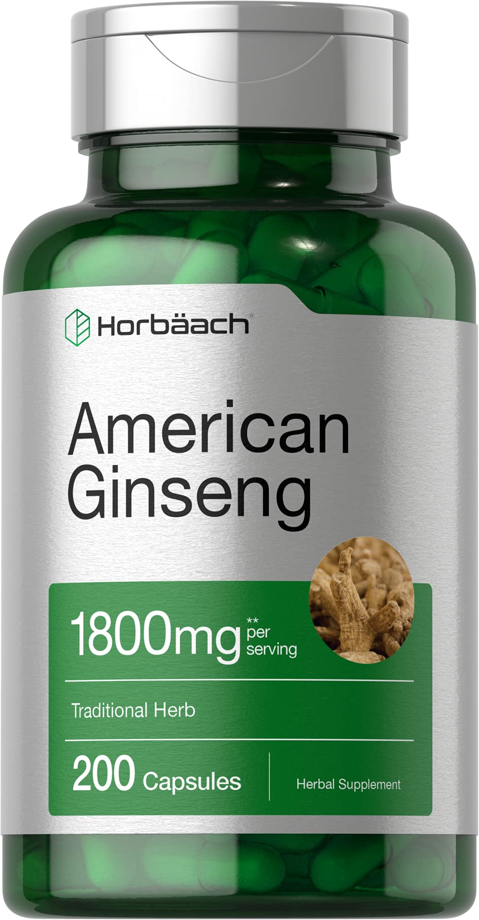 Foto 2 pulgar | Suplemento Horbäach, Cápsulas De Ginseng Americano, 1800 Mg, 200 Unidades - Venta Internacional.