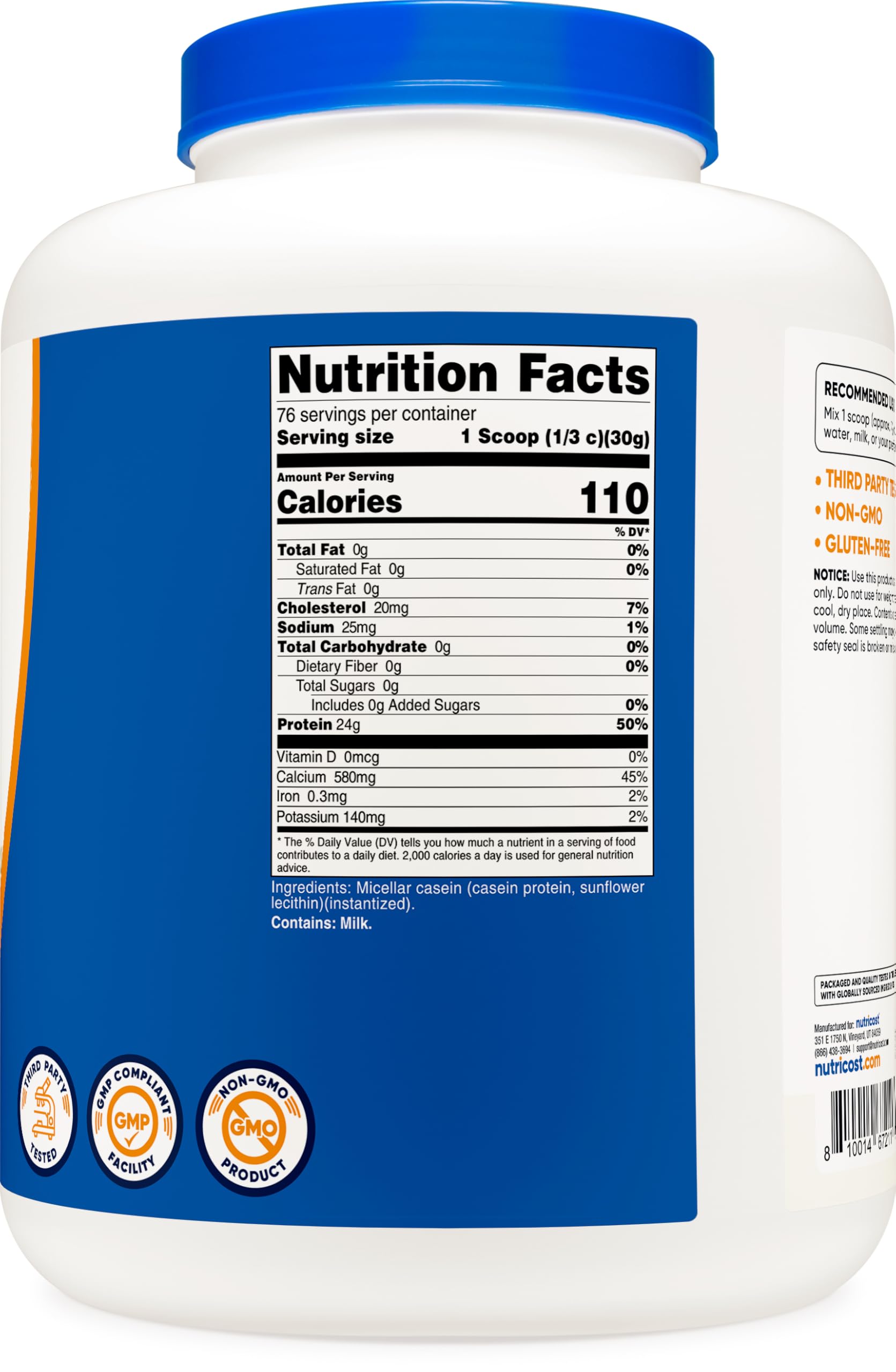 Foto 6 pulgar | Proteína En Polvo Nutricost Caseína Micelar 2,27 Kg Sin Ogm - Venta Internacional.