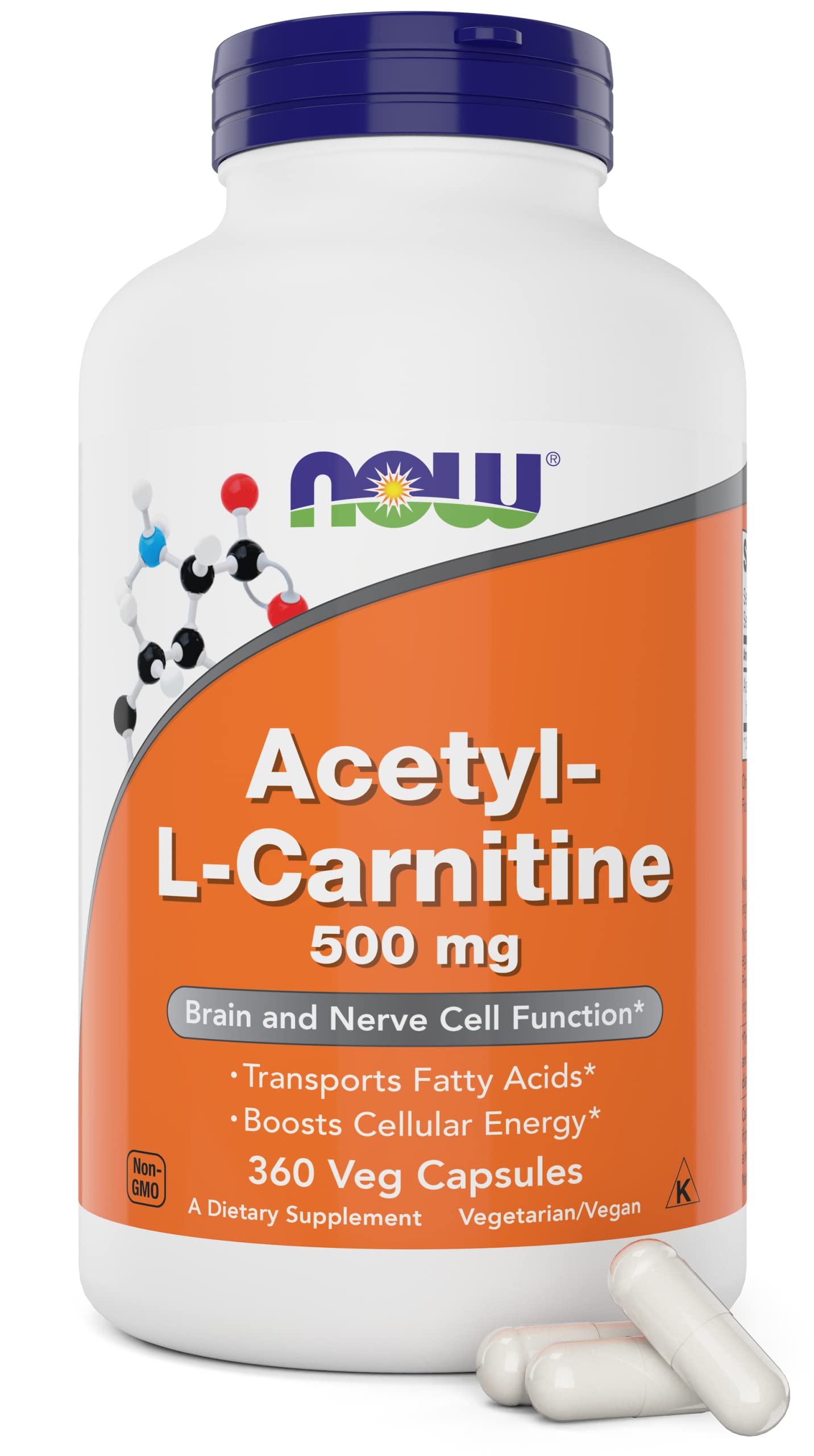 Acetil L Carnitina De Supplement Now Foods, 500 Mg, 360 Cápsulas Vegetarianas - Venta Internacional.