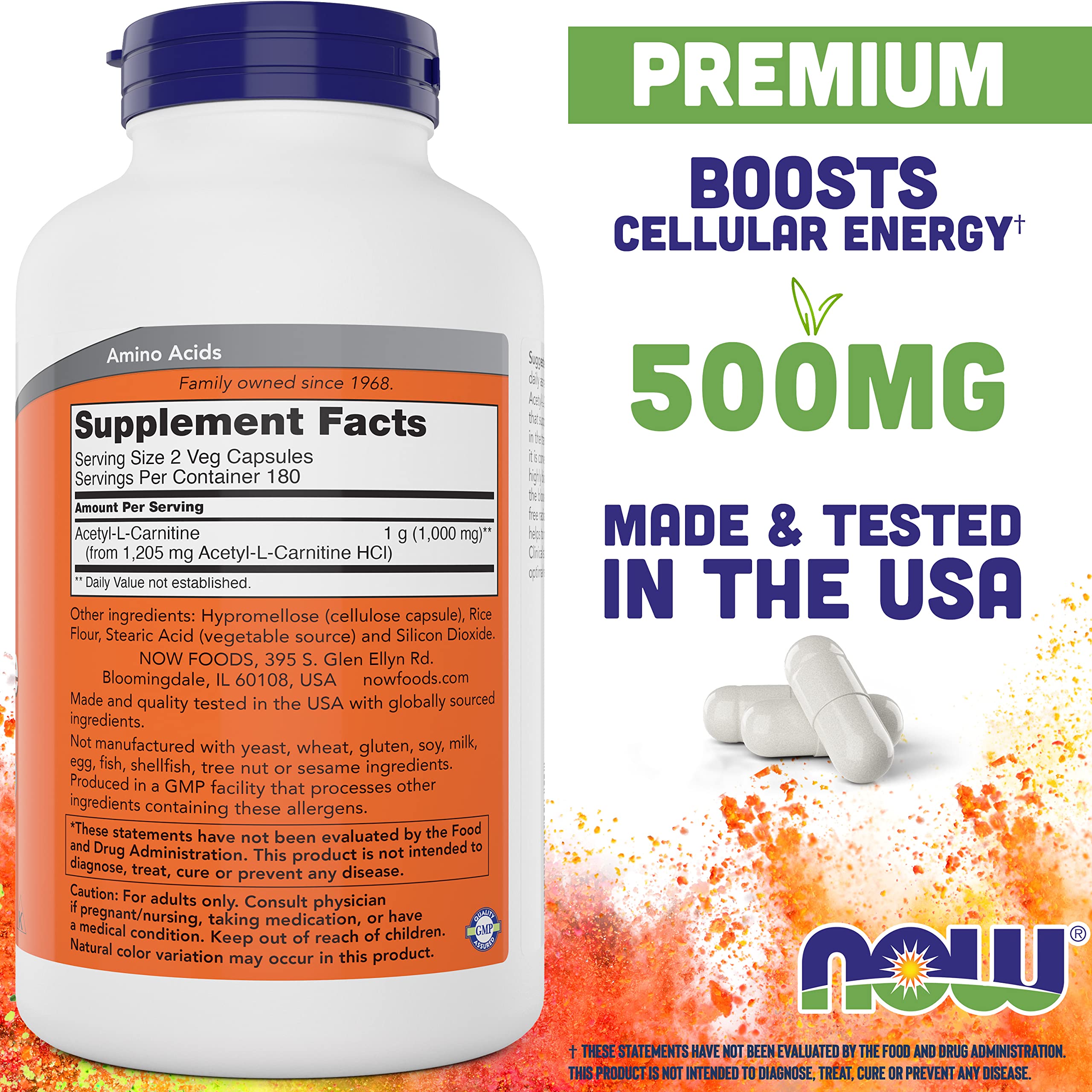 Foto 3 pulgar | Acetil L Carnitina De Supplement Now Foods, 500 Mg, 360 Cápsulas Vegetarianas - Venta Internacional.