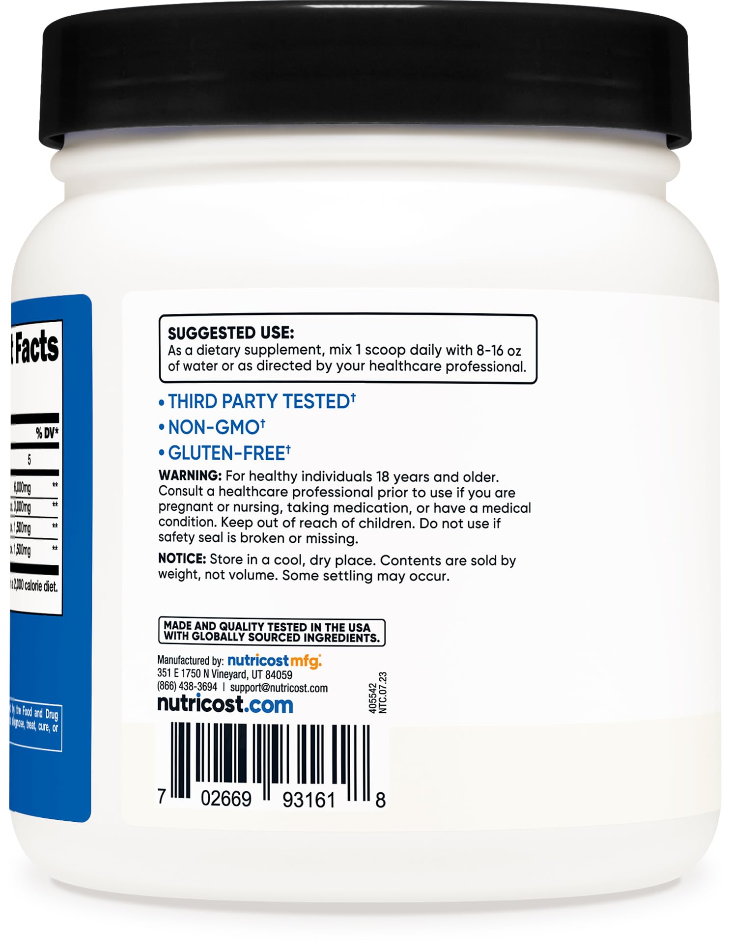 Foto 4 pulgar | Suplemento Nutricost Bcaa En Polvo 2:1:1 90 Porciones Sin Sabor - Venta Internacional.