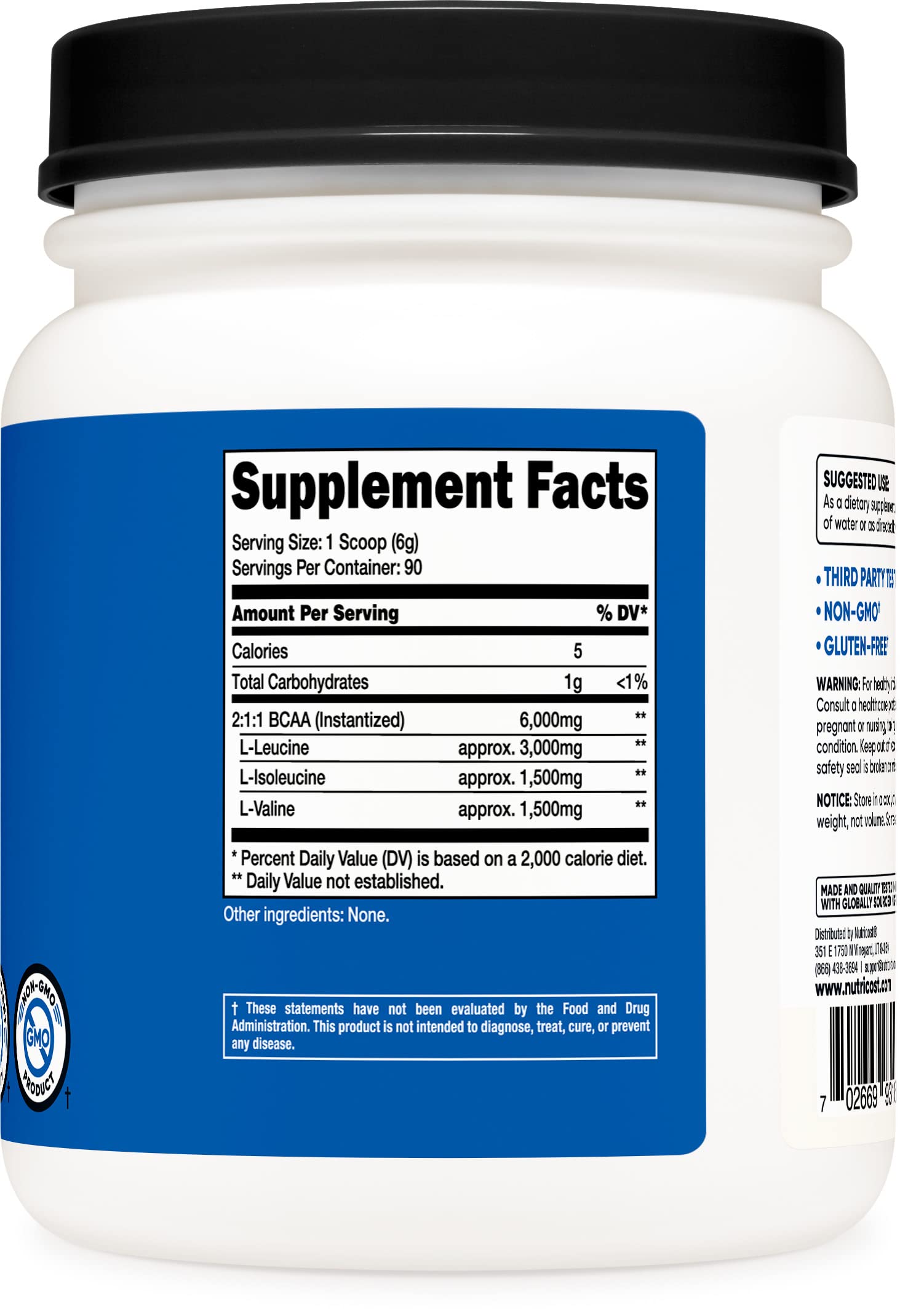 Foto 5 pulgar | Suplemento Nutricost Bcaa En Polvo 2:1:1 90 Porciones Sin Sabor - Venta Internacional.