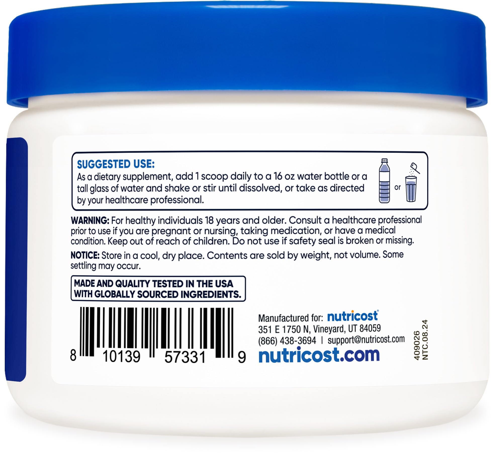 Foto 4 | Complejo Electrolítico En Polvo Nutricost Blue Raspberry 60 Serv - Venta Internacional.