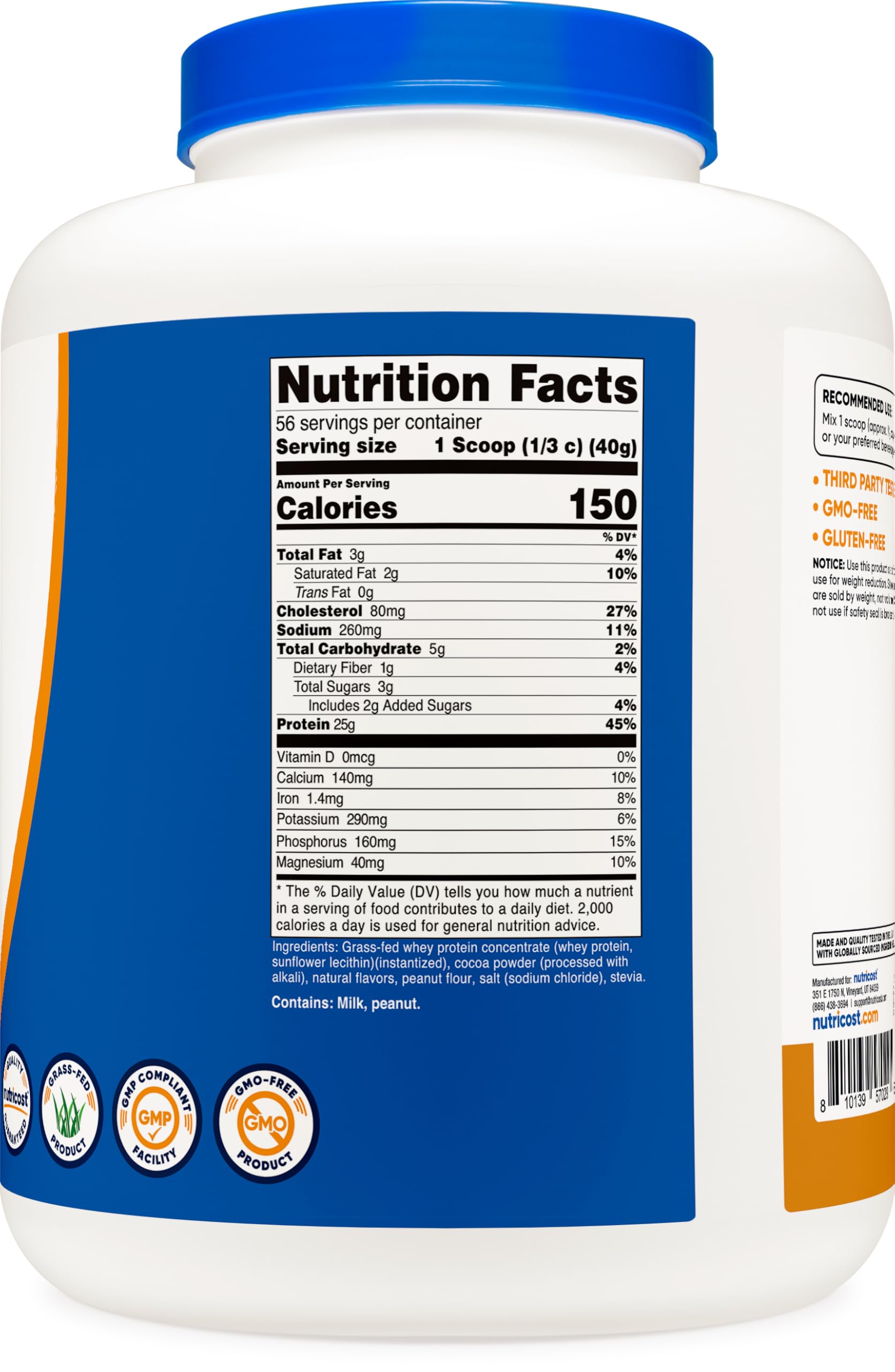 Foto 5 | Proteína En Polvo Nutricost, Chocolate Con Suero De Leche Y Cacahuete Alimentados Con Pasto, 2,27 Kg - Venta Interna