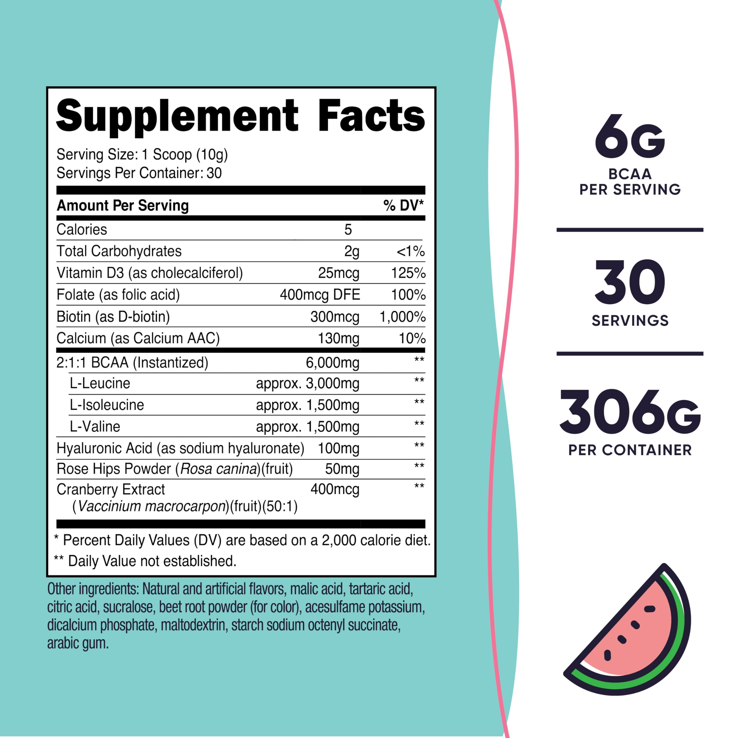 Foto 3 pulgar | Suplemento Nutricost Bcaa Para Mujer, Sandía, 30 Porciones - Venta Internacional.