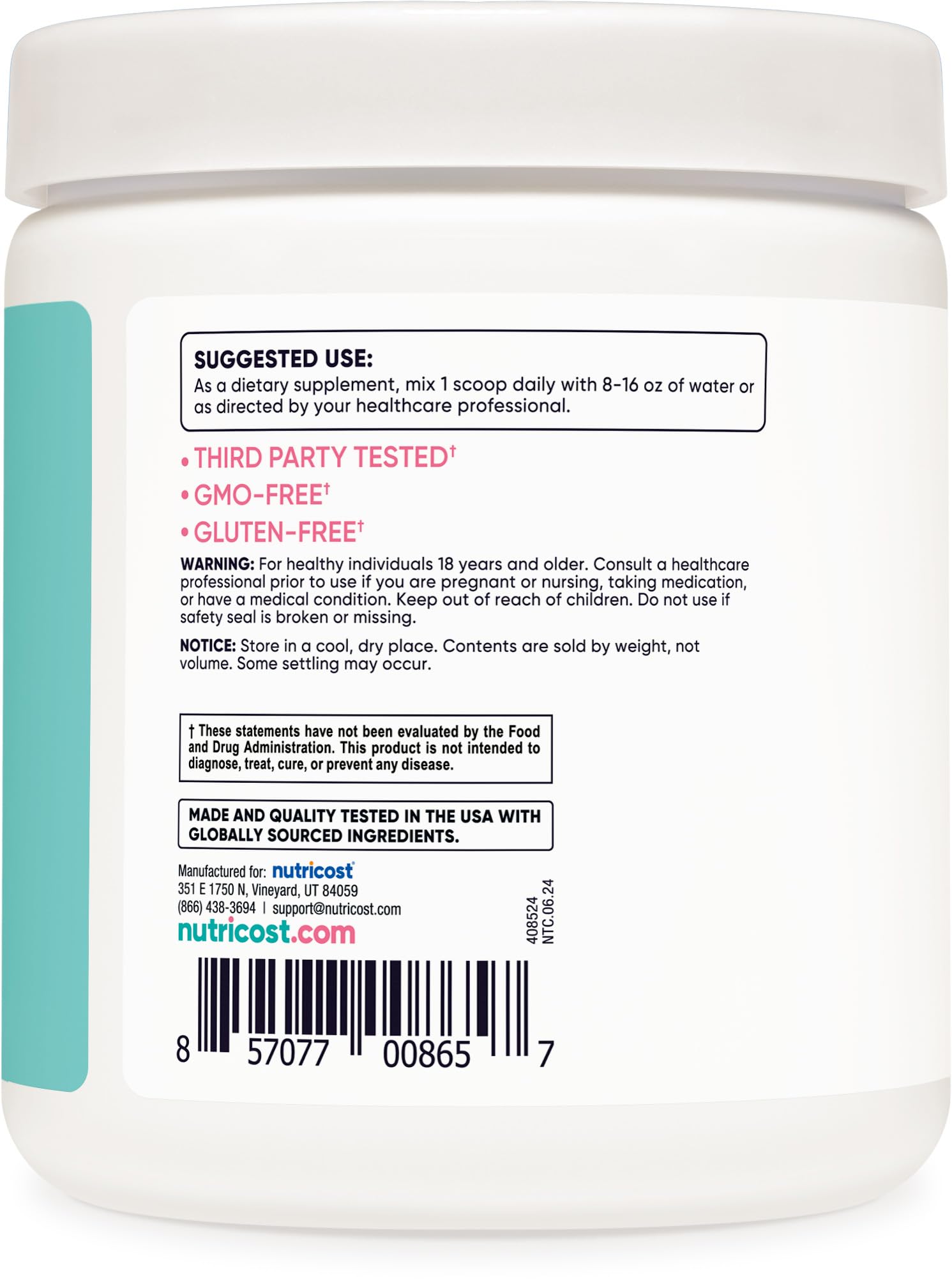 Foto 5 pulgar | Suplemento Nutricost Bcaa Para Mujer, Sandía, 30 Porciones - Venta Internacional.