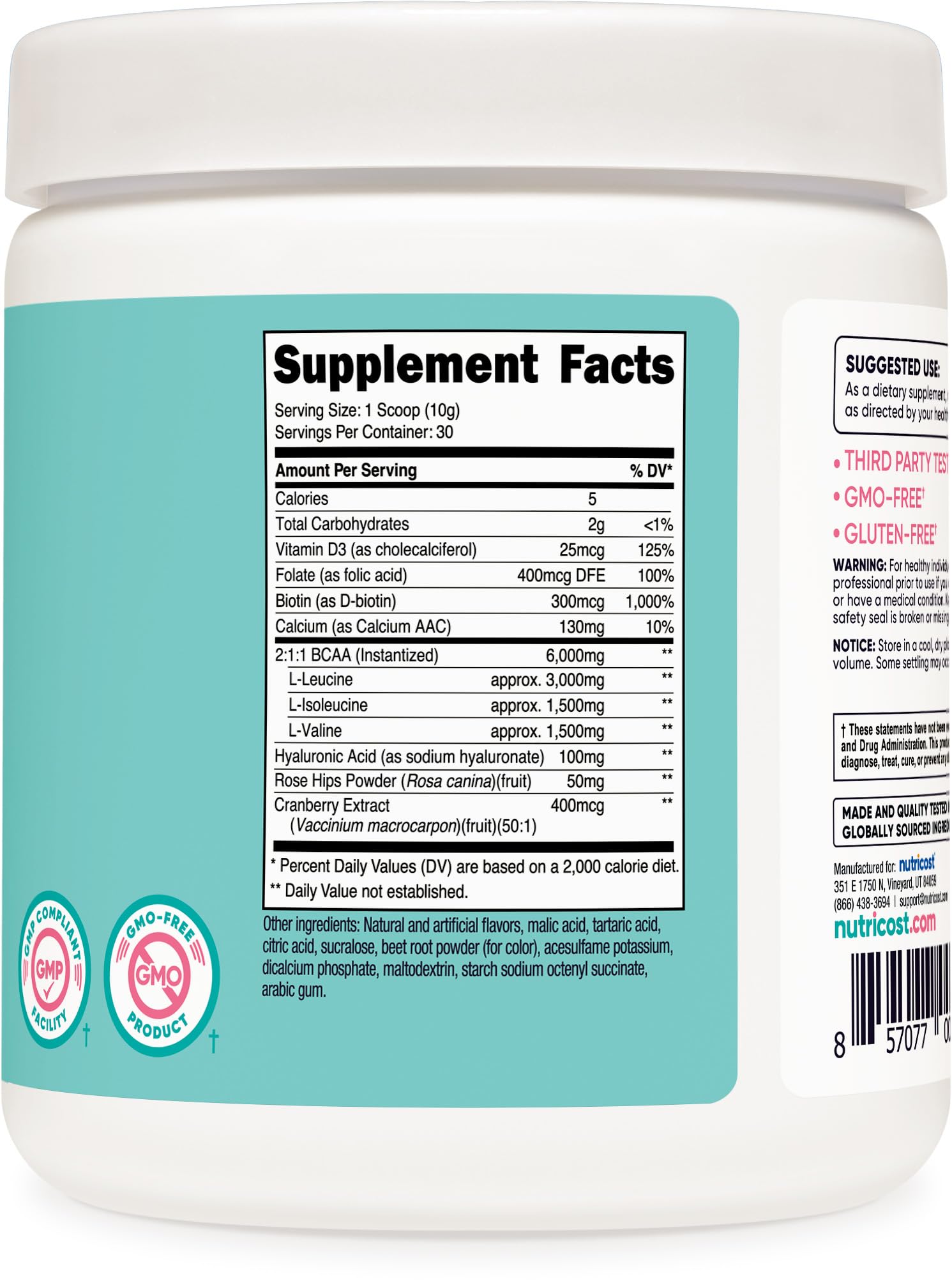 Foto 6 pulgar | Suplemento Nutricost Bcaa Para Mujer, Sandía, 30 Porciones - Venta Internacional.