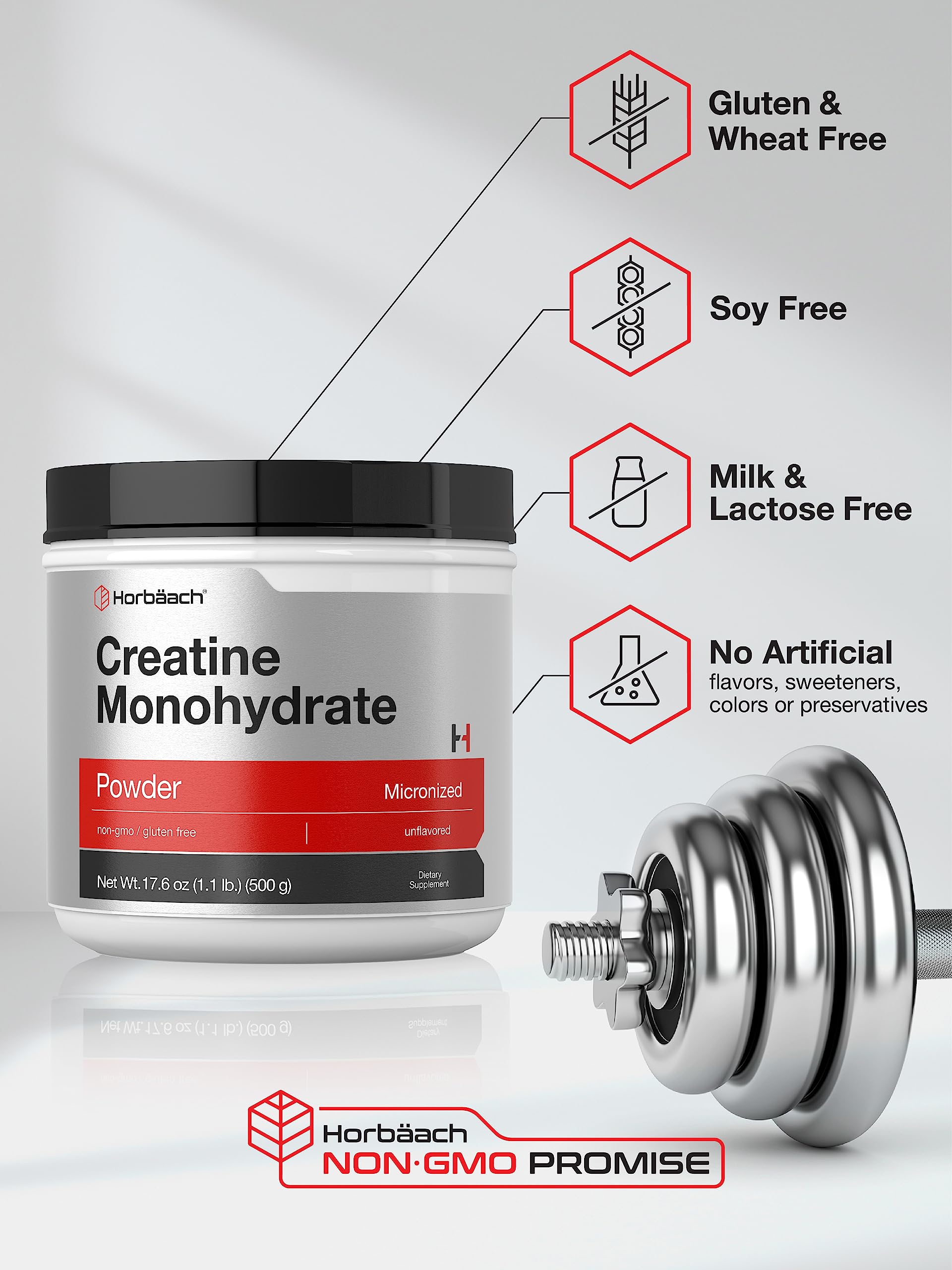 Foto 5 pulgar | Suplemento Horbäach De Monohidrato De Creatina En Polvo 5000 Mg - Venta Internacional.