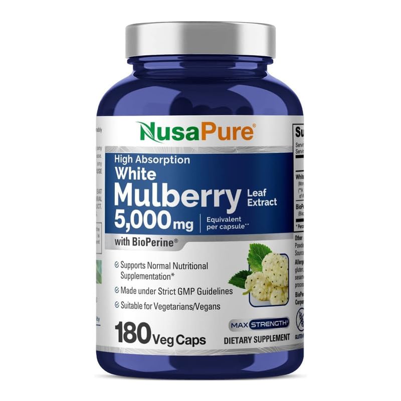 Foto 2 pulgar | Suplemento De Extracto De Hoja De Morera Blanca Nusapure, 5000 Mg, 180 Cápsulas - Venta Internacional.