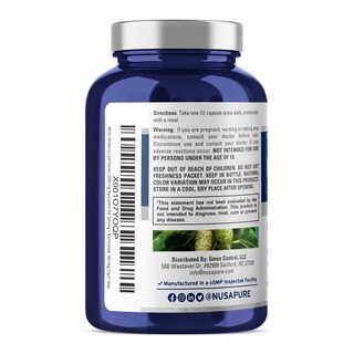 Foto 3 | Suplemento De Extracto De Hoja De Morera Blanca Nusapure, 5000 Mg, 180 Cápsulas - Venta Internacional.