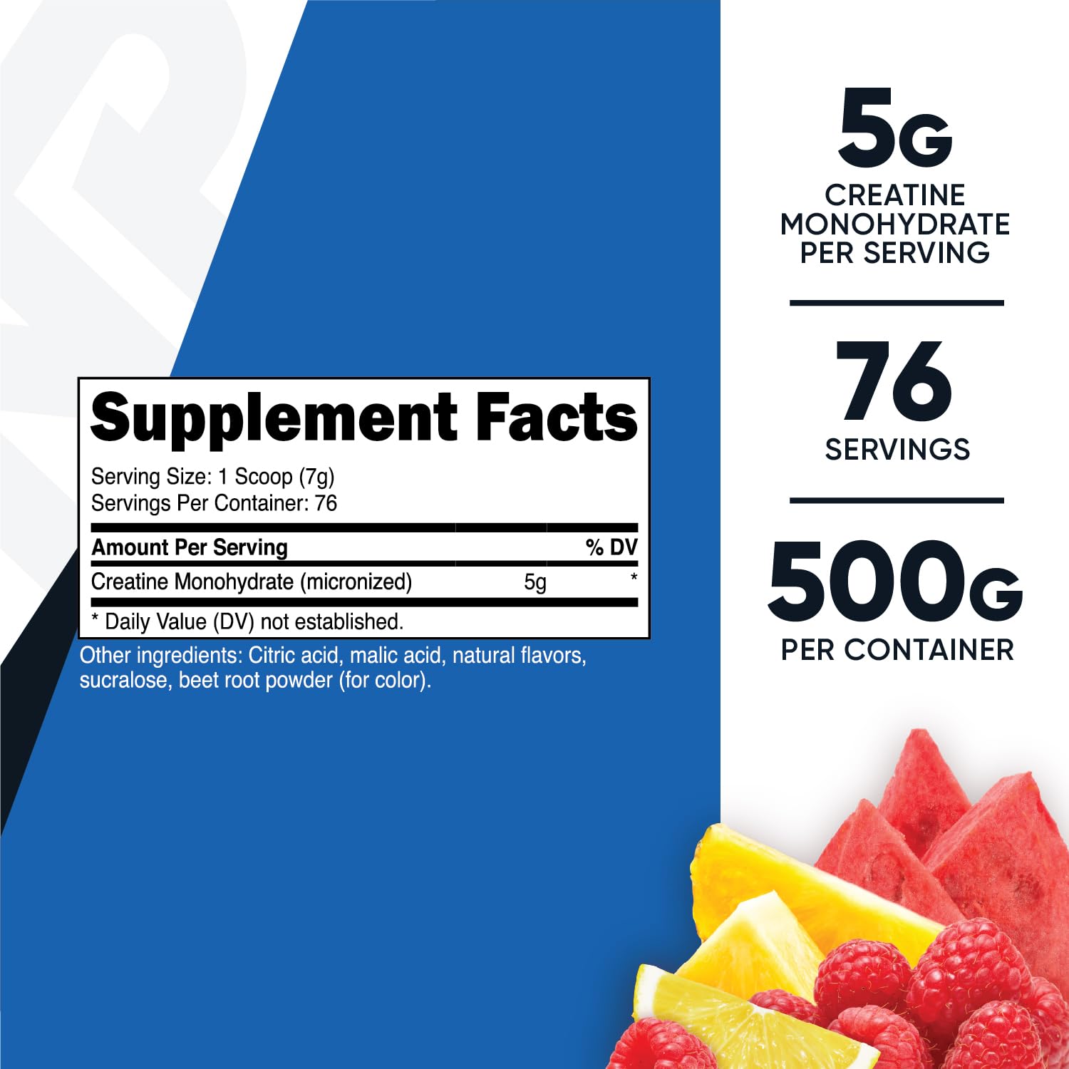 Foto 3 pulgar | Monohidrato De Creatina En Polvo Nutricost Fruit Punch 500 G - Venta Internacional.