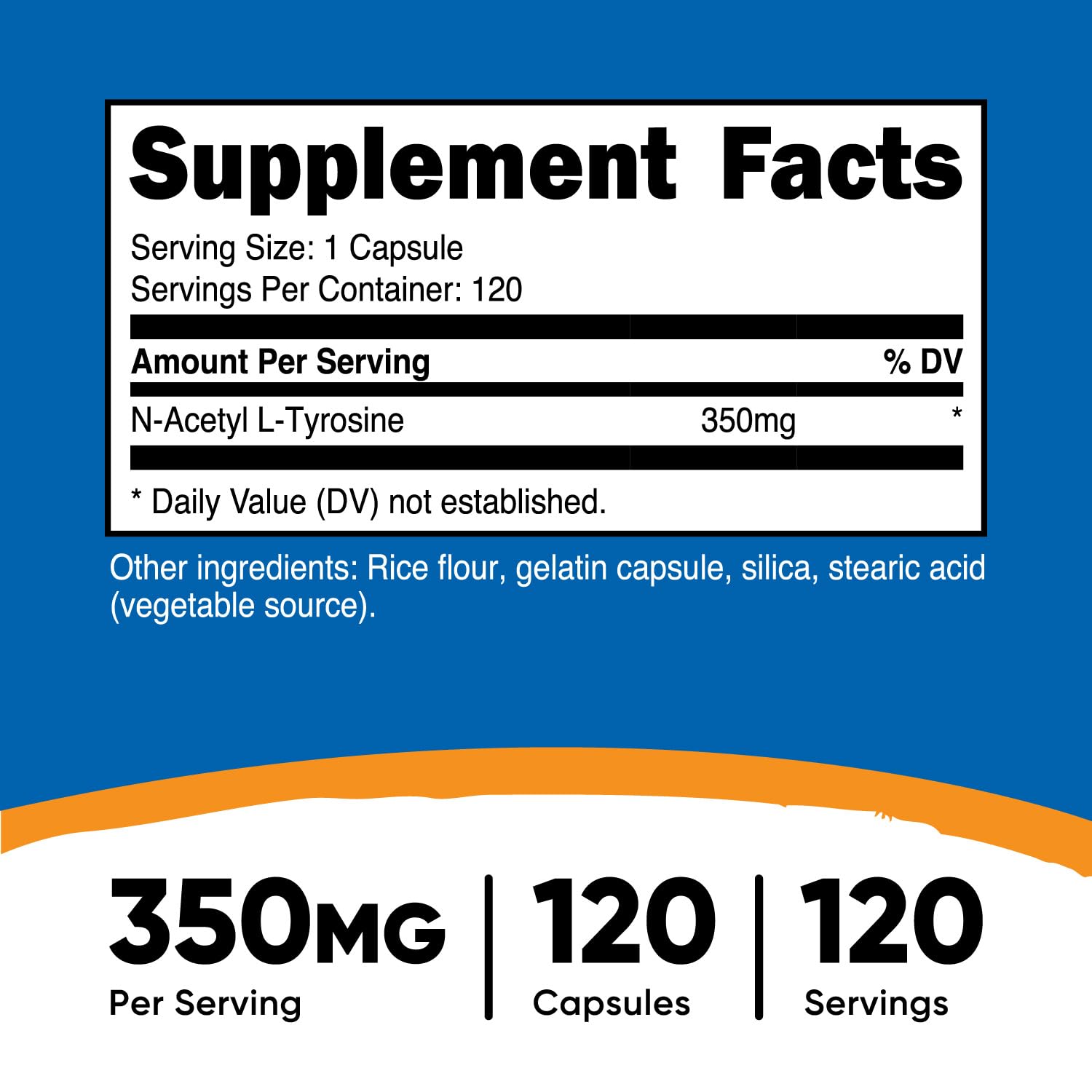 Foto 3 pulgar | Suplemento Nutricost N-acetil L-tirosina (nalt) 350 Mg 120 Cápsulas - Venta Internacional.