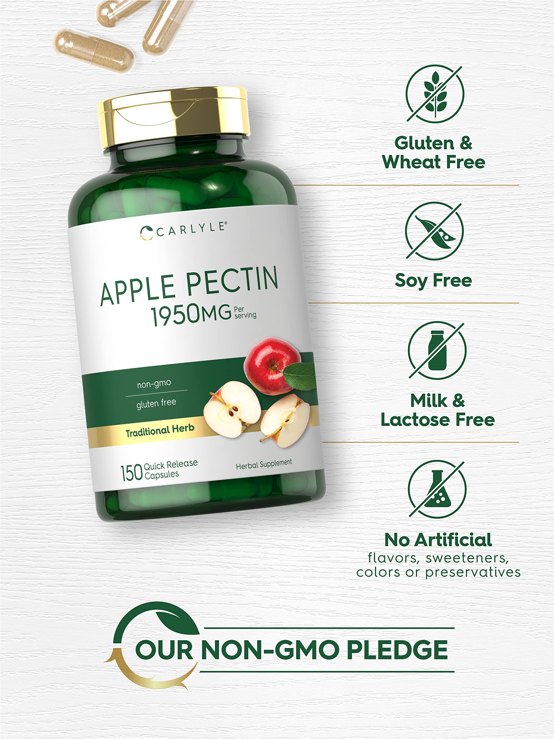Foto 4 | Suplemento Carlyle Apple Pectina 1950 Mg 150 Cápsulas - Venta Internacional.