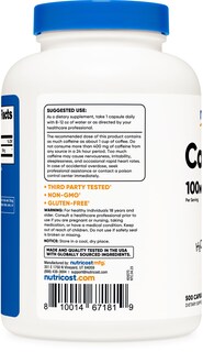 Foto 3 | Píldoras De Cafeína Nutricost 100 Mg 500 Cápsulas - Venta Internacional.