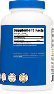 Foto 4 | Píldoras De Cafeína Nutricost 100 Mg 500 Cápsulas - Venta Internacional.
