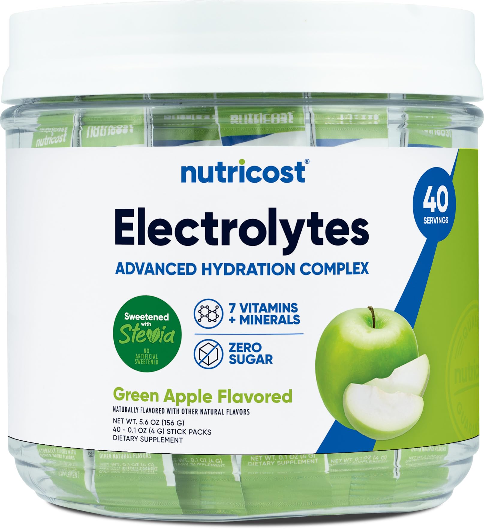 Foto 2 pulgar | Paquete De 40 Varillas Nutricost De Electrolytes Complex, Manzana Verde - Venta Internacional.