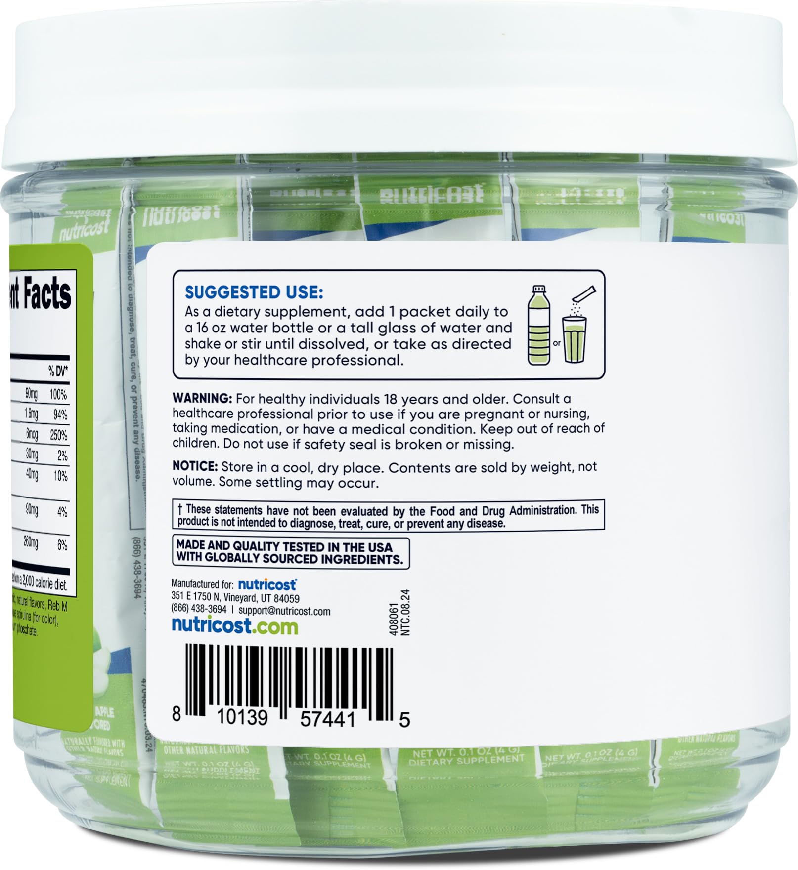 Foto 5 pulgar | Paquete De 40 Varillas Nutricost De Electrolytes Complex, Manzana Verde - Venta Internacional.
