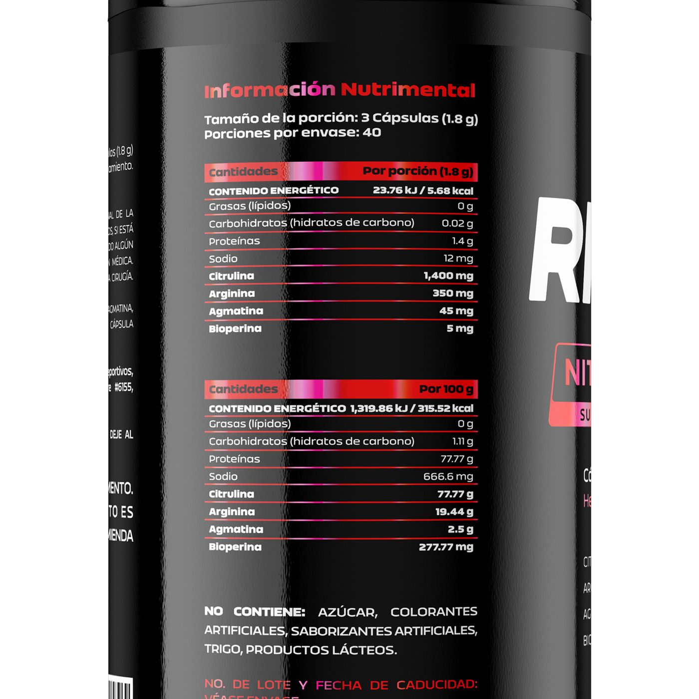 Foto 2 | Óxido Nítrico 3x 120 Capsulas Arginina Citrulina Get Ripped