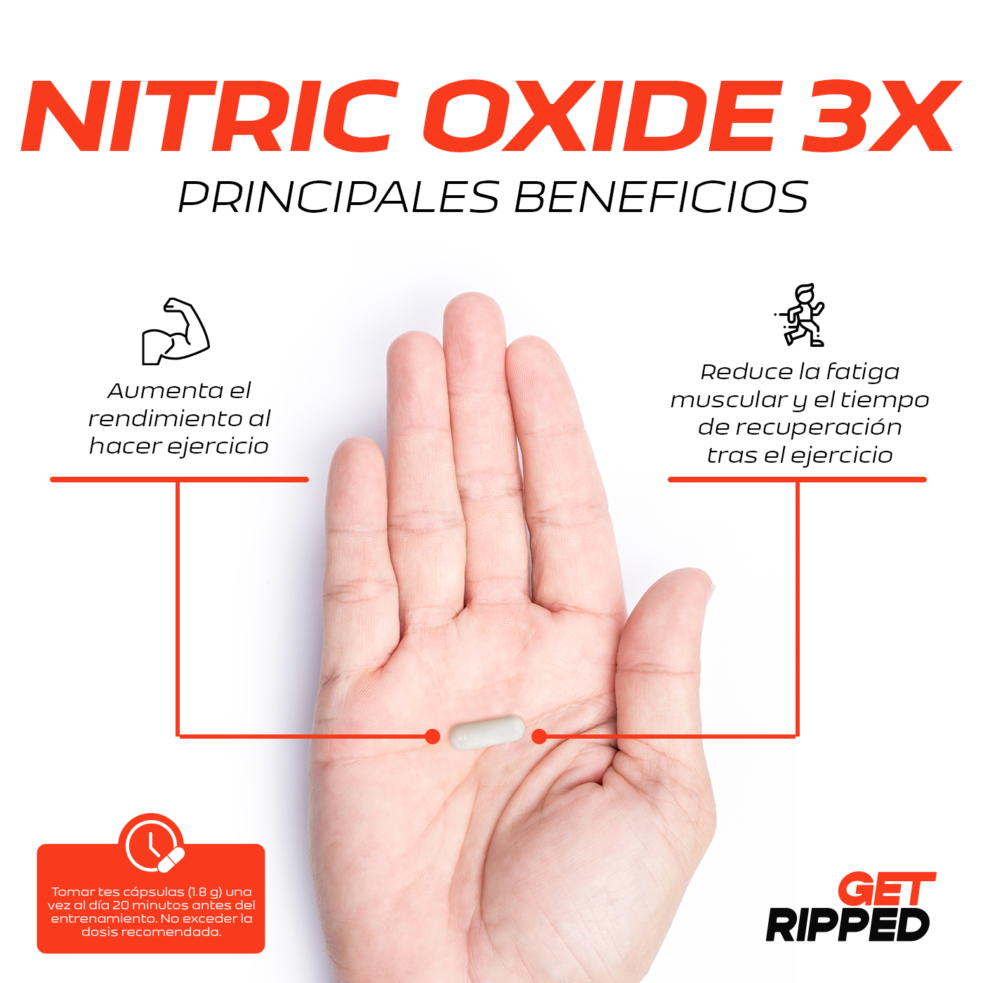 Foto 5 pulgar | Óxido Nítrico 3x 120 Capsulas Arginina Citrulina Get Ripped