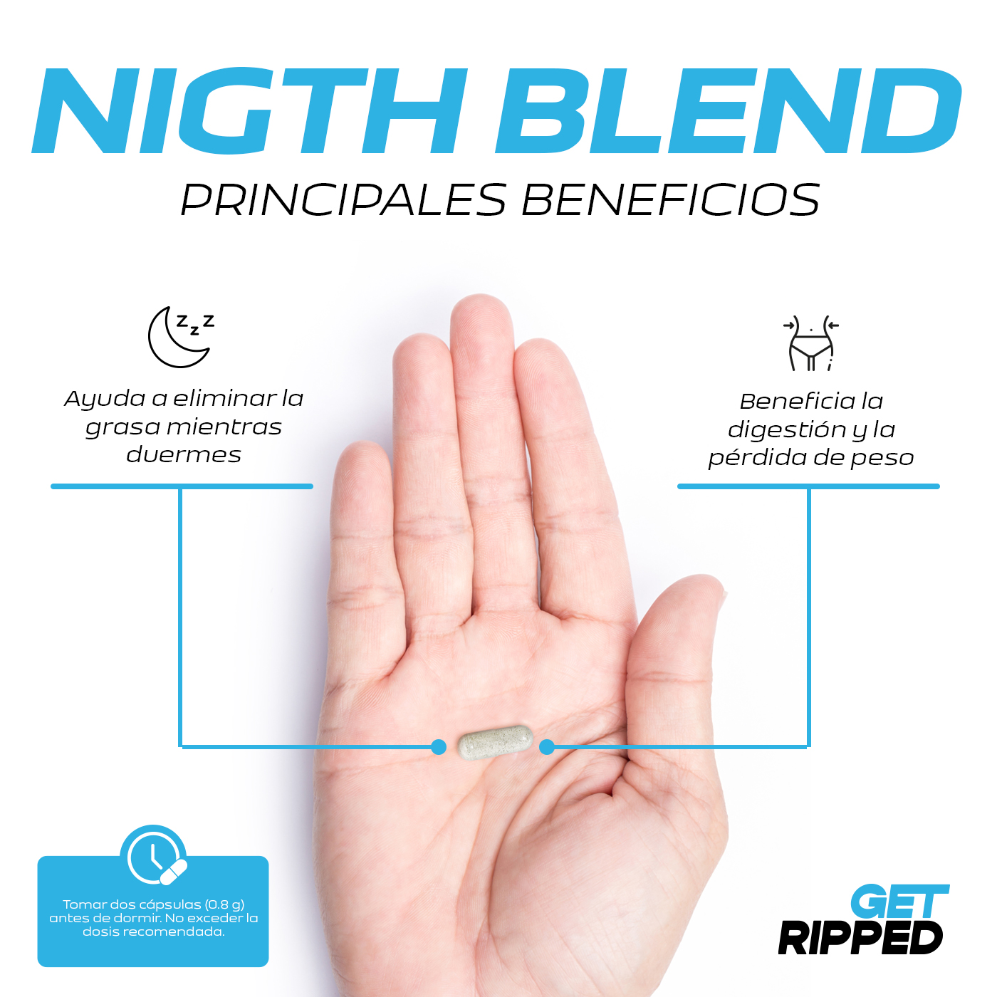 Foto 5 pulgar | Fórmula Nocturna 120 Cápsulas Night Blend Get Ripped